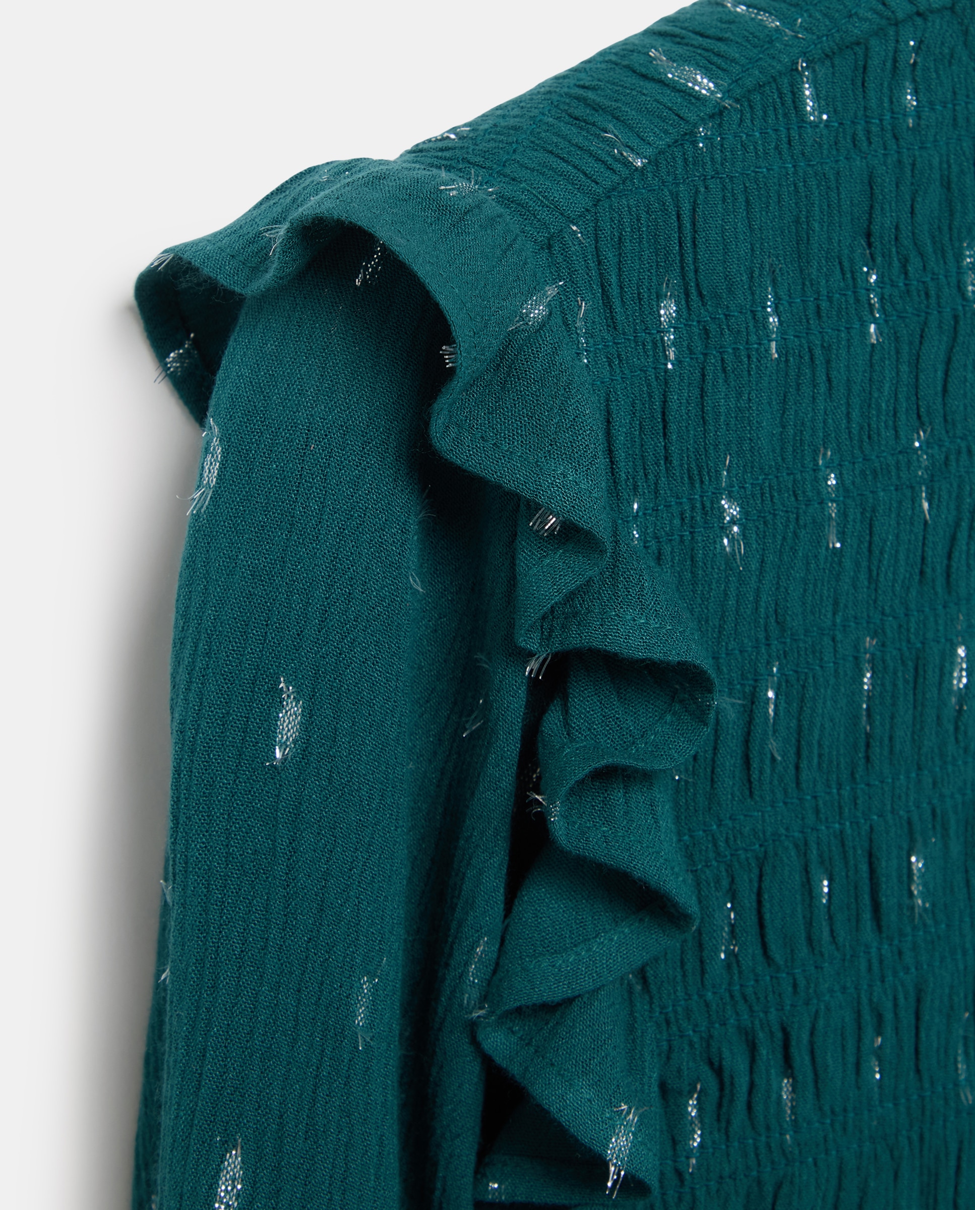 Blusa com Decote Redondo e Elásticos Verde Pato-6