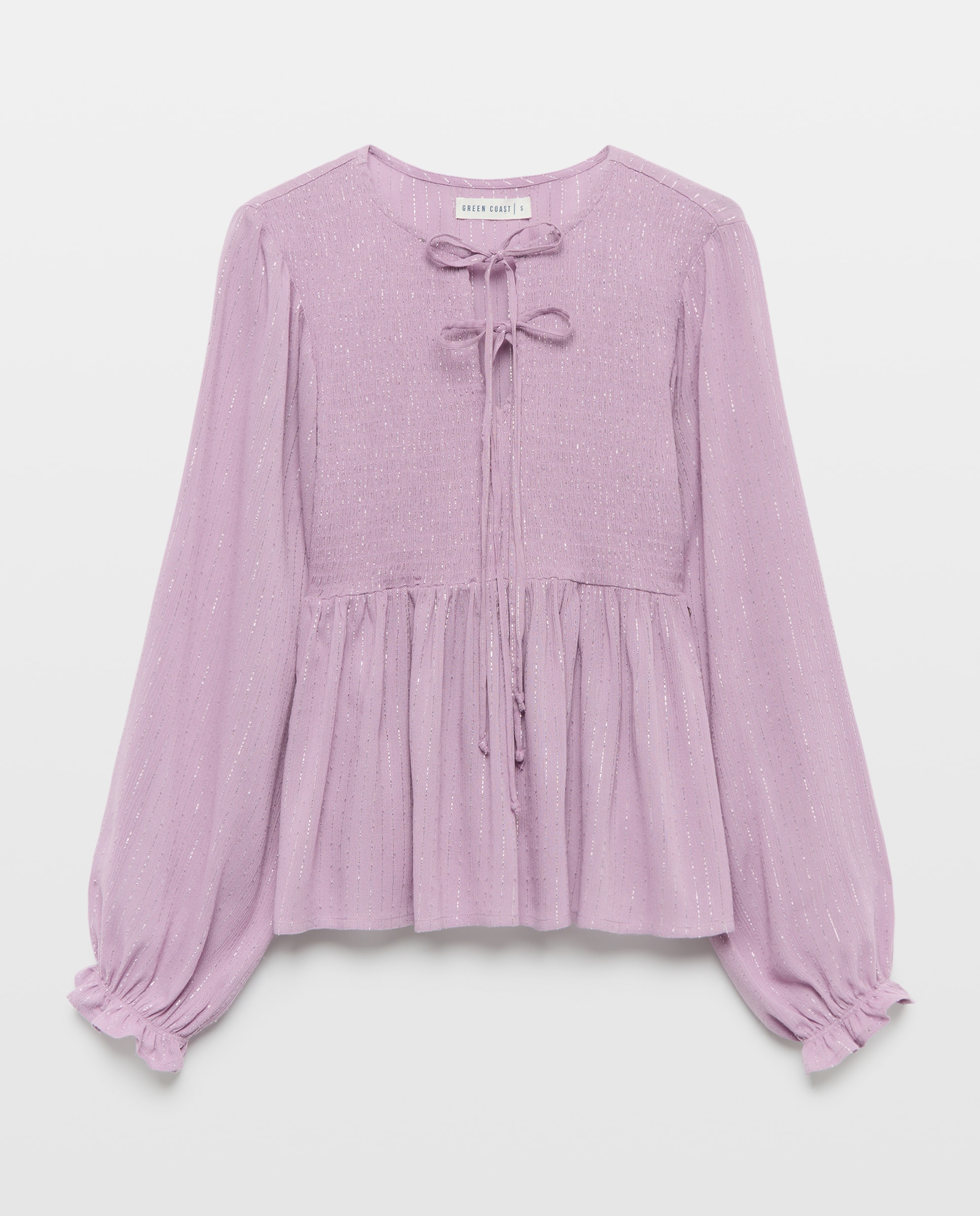 Blusa de Manga Comprida com Elásticos e Laços 282 Malva-4