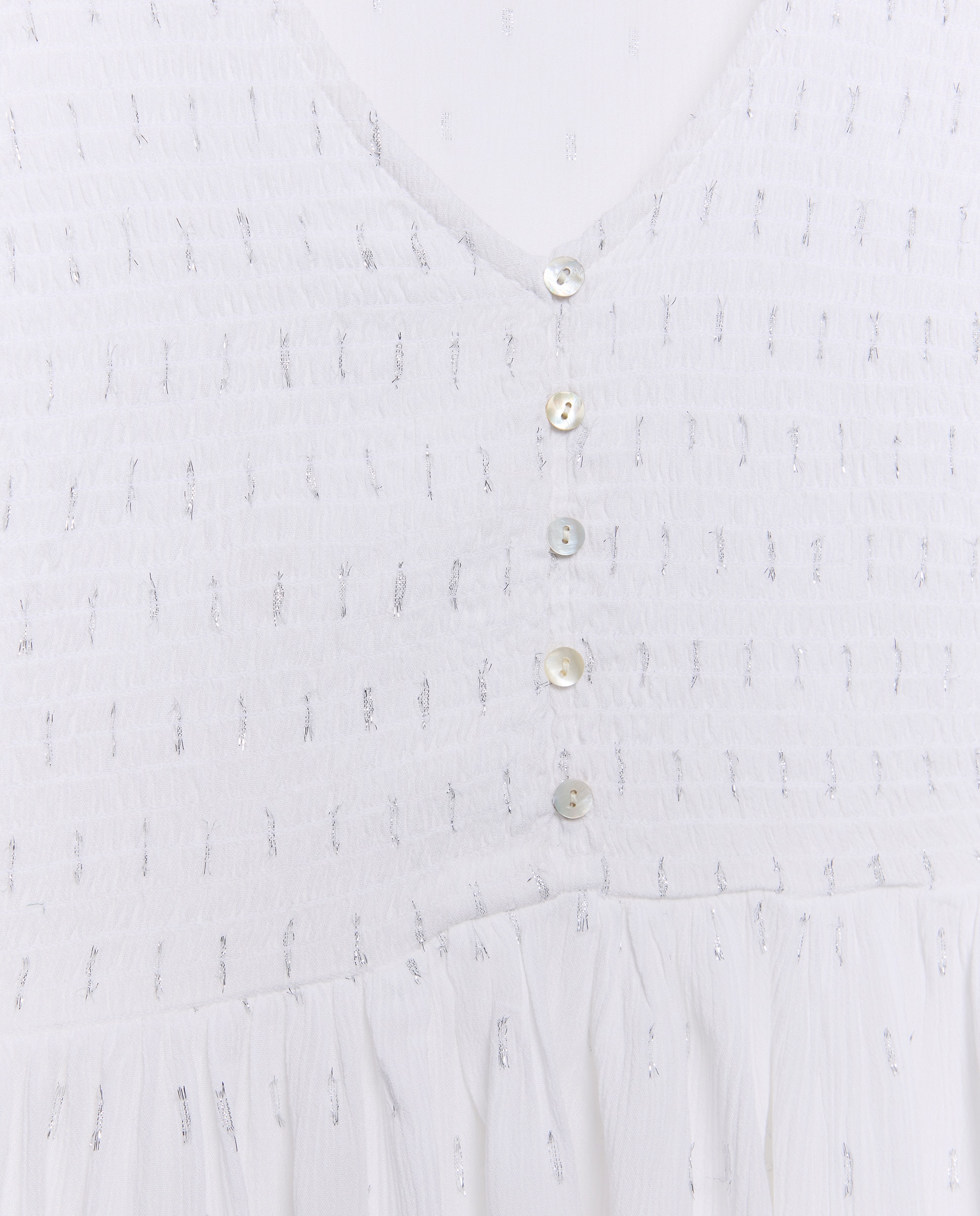 Blusa de Manga Comprida com Elásticos e Decote em Bico Branco-marfim-5