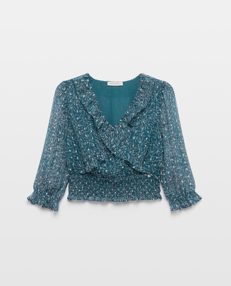 Imagen 0 de Top de mujer cruzado chiffon Verde Pato