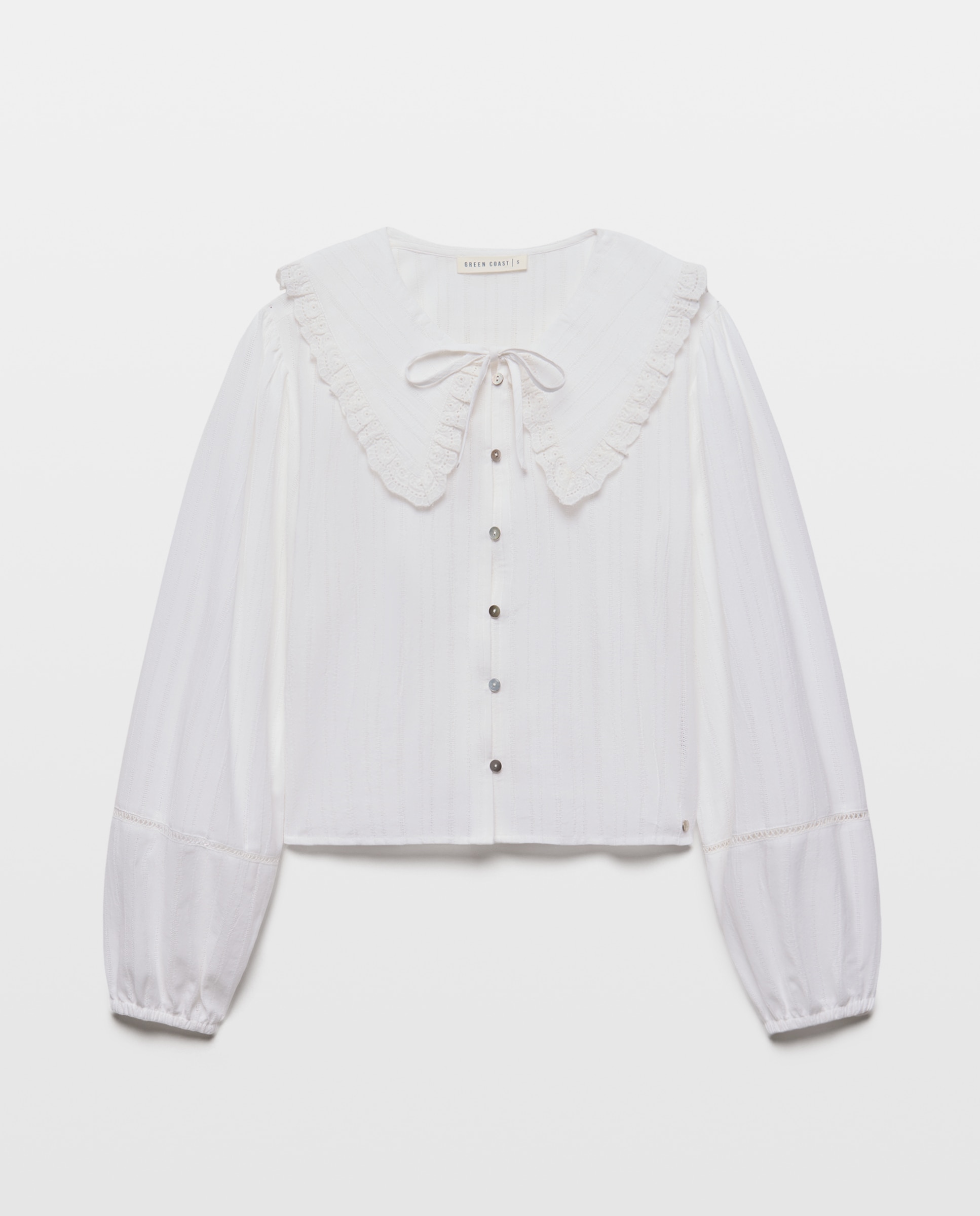 Blusa de Gola com Folho Branco-marfim-4