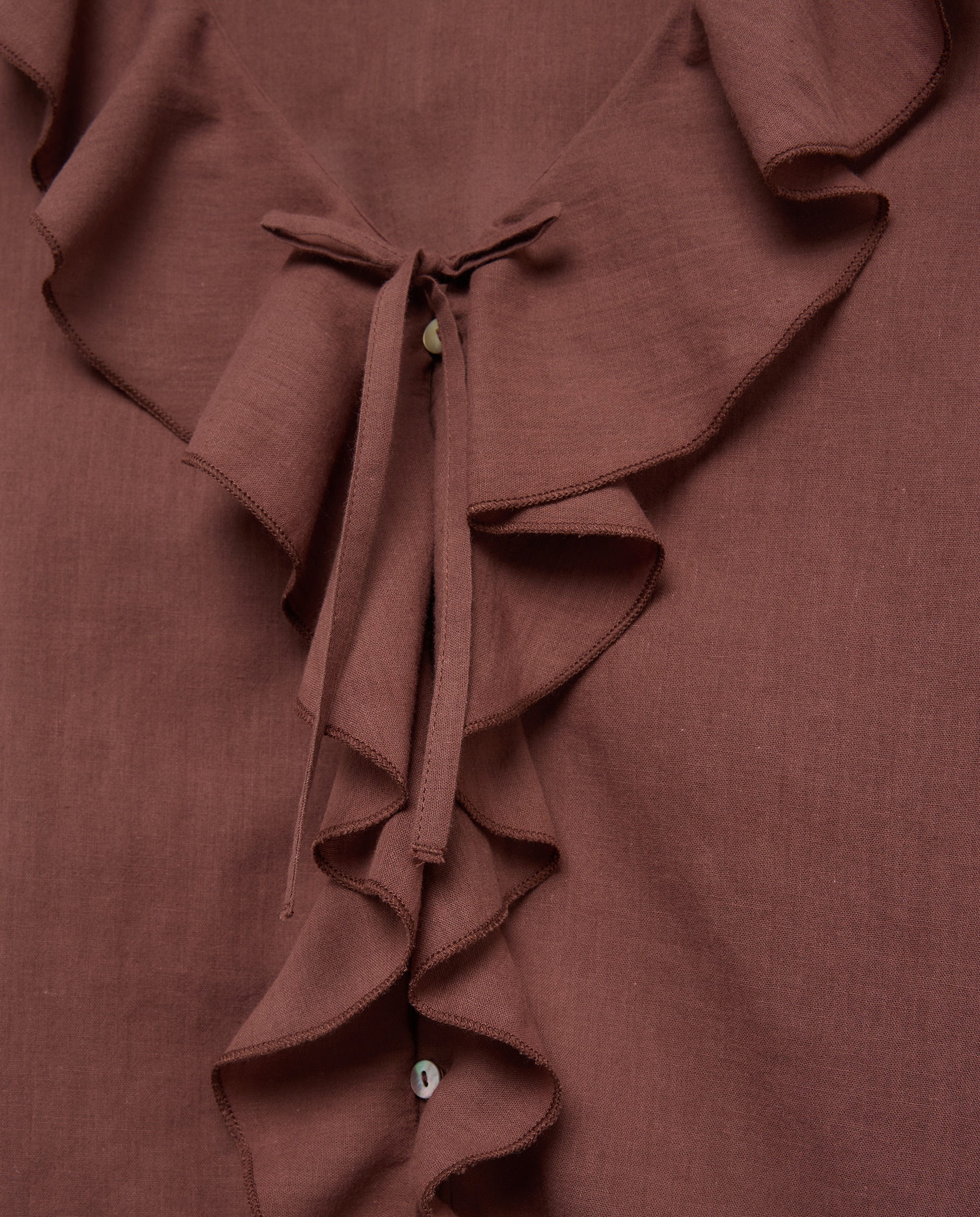 Blusa com Folhos Cruzada Castanho-5