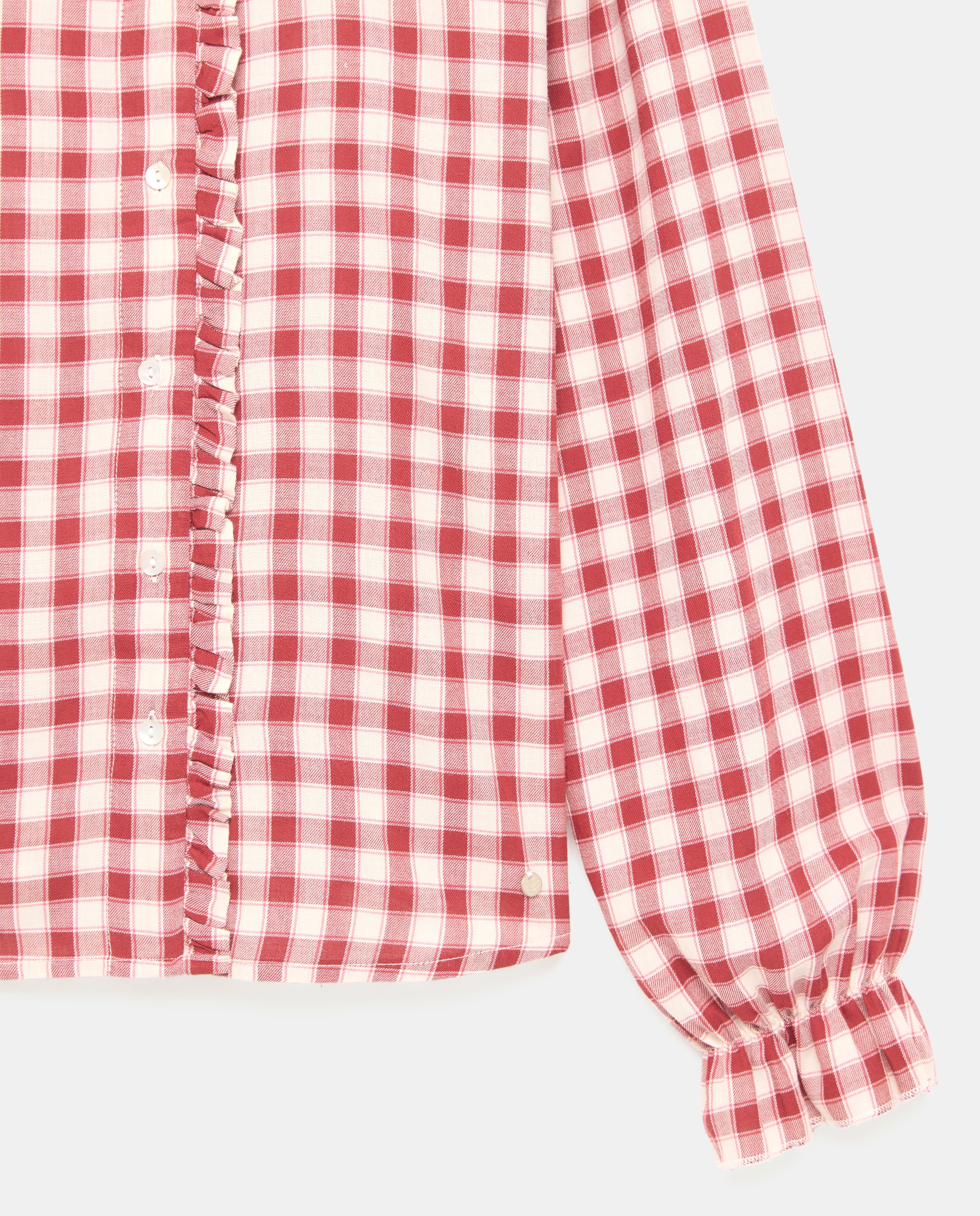 Blusa em Vilela com Folho 230 Rosa Escuro-2