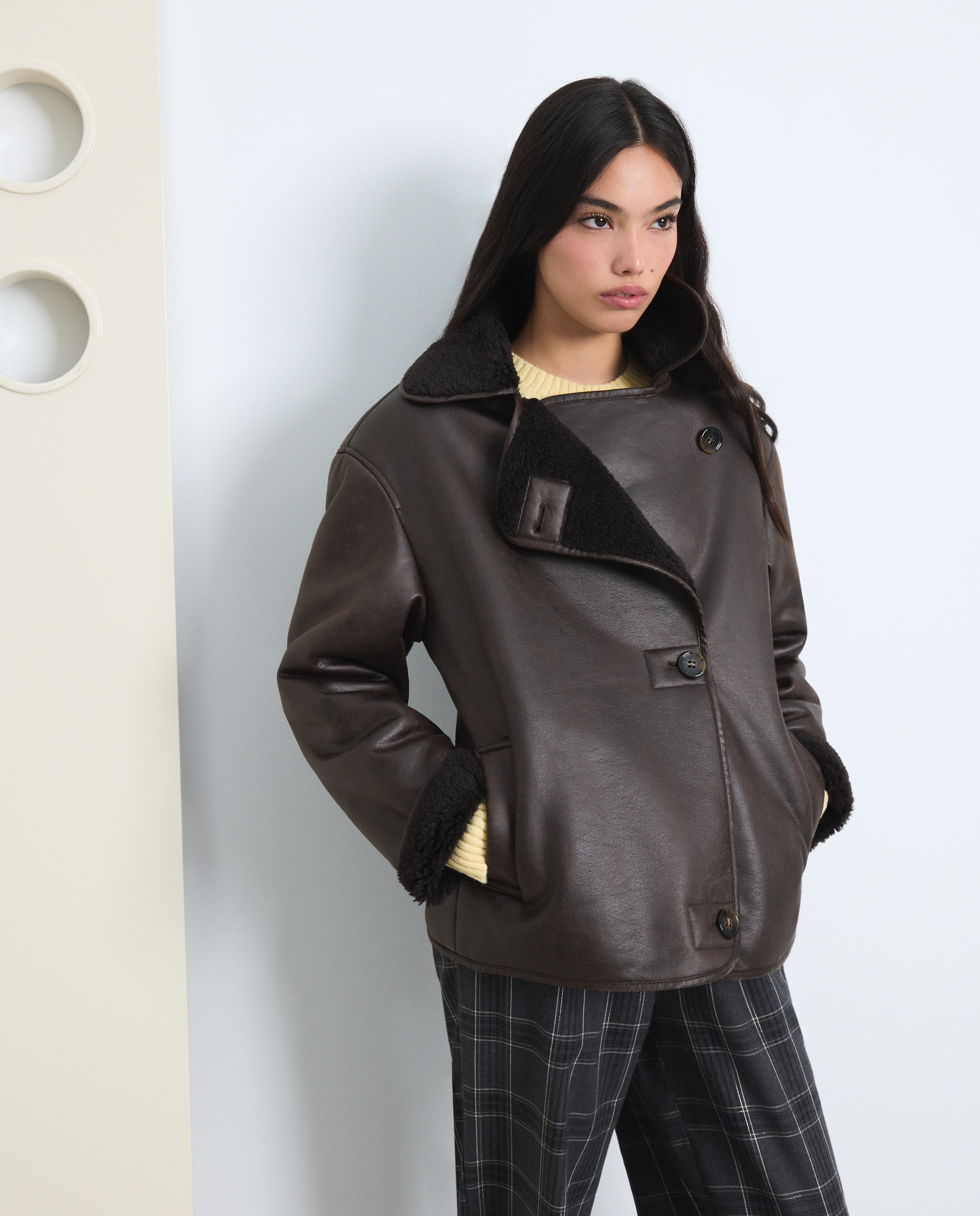 Chaquetón doble faz de mujer - Green Coast - 700 Marrón 700 Marrón-1