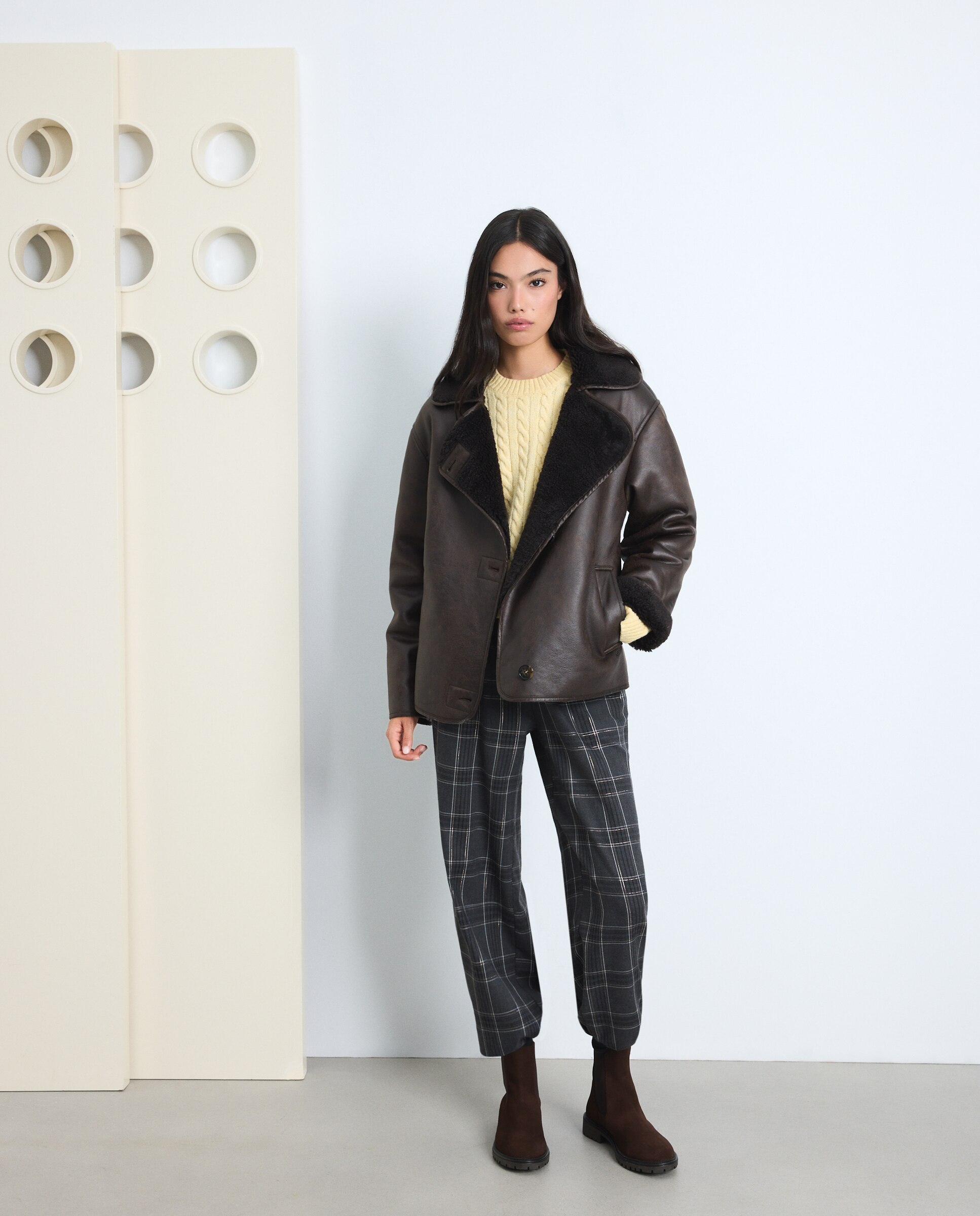 Chaquetón doble faz de mujer - Green Coast - 700 Marrón 700 Marrón-2