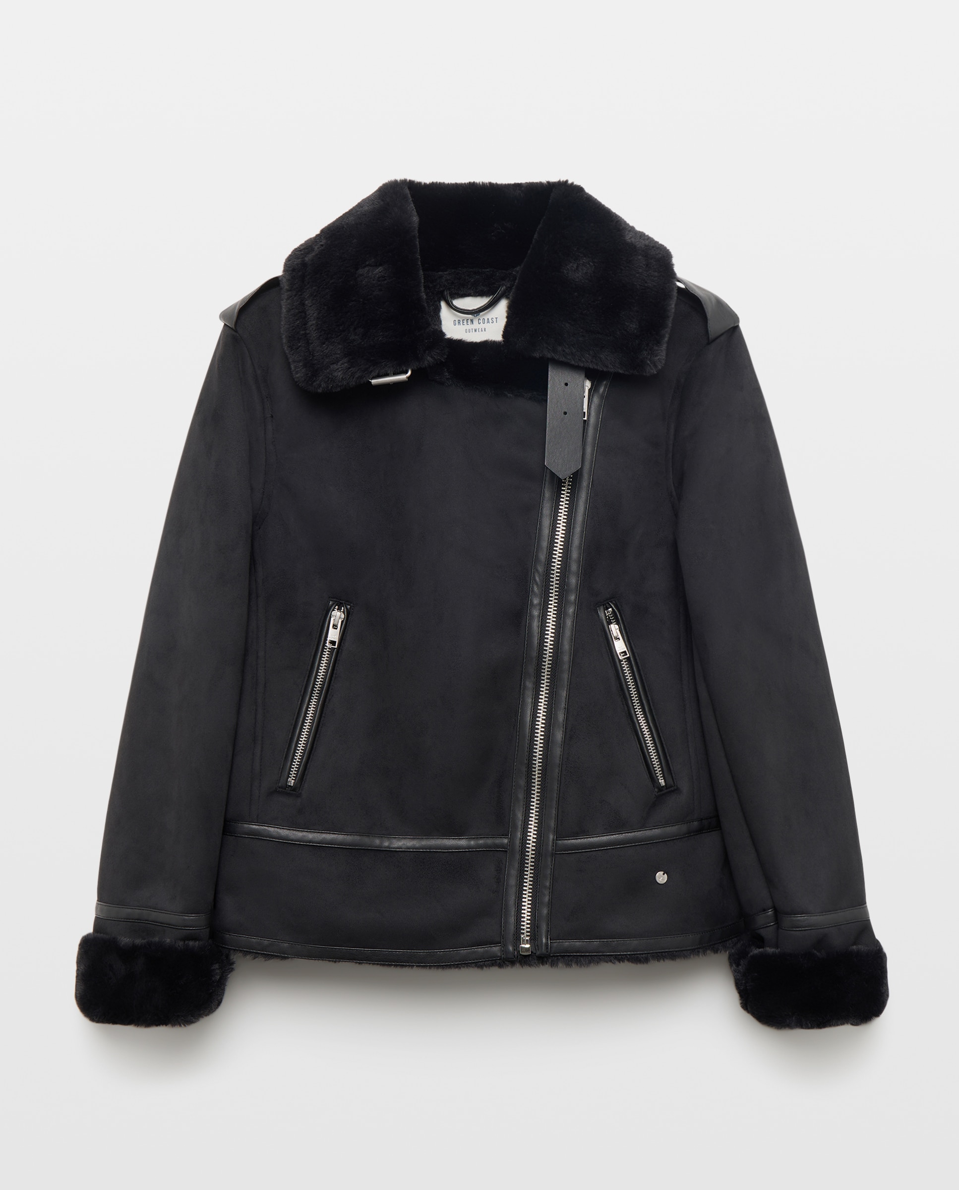 Cazadora doble faz pelo de mujer - Green Coast - Negro Negro-1