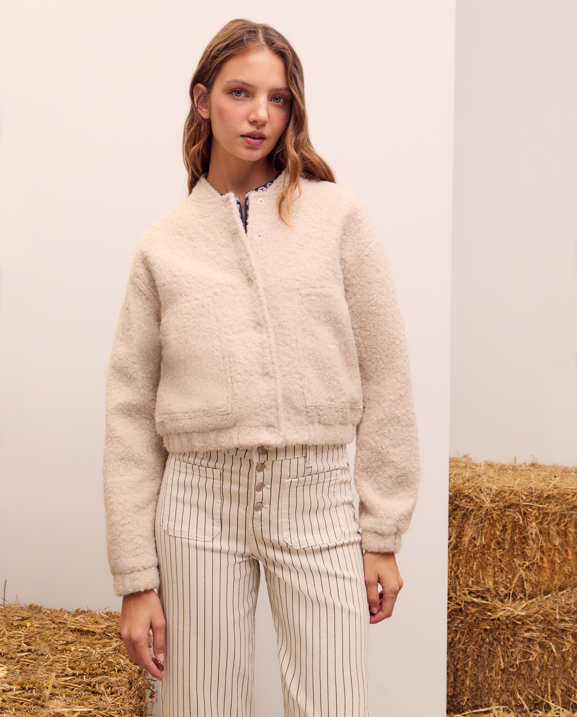 Blusão Bomber com Caracóis 120 Cru-2