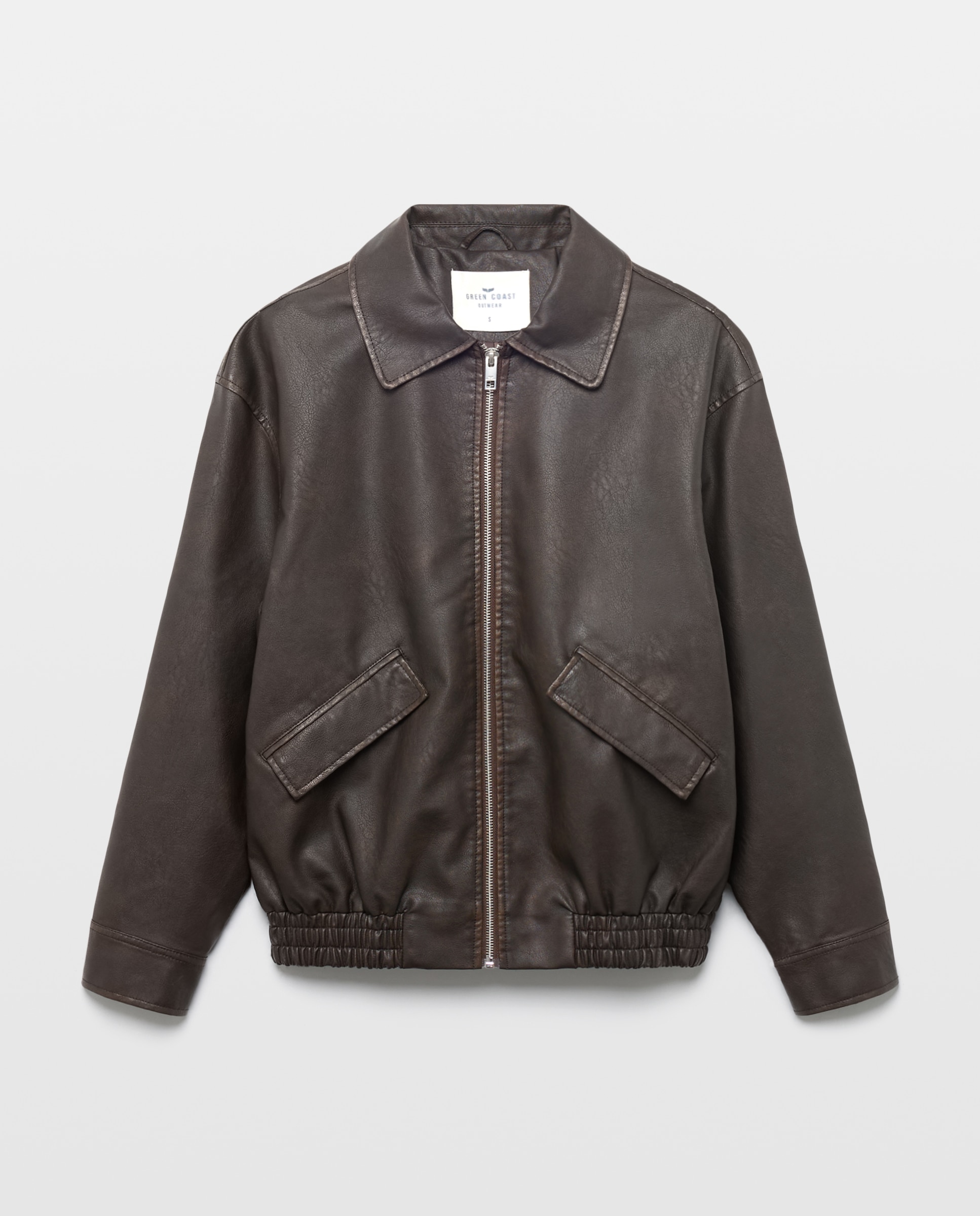 Blusão Bomber com Efeito de Lavagem Castanho-5