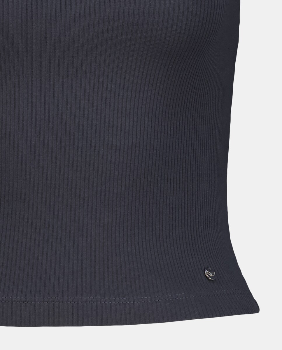 T-shirt Assimétrica Canelada com Tachas 830 Antracite-5