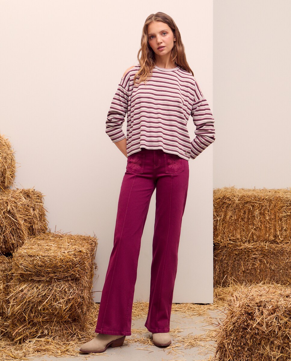 Camisola de Manga Comprida Cut Out Rosa-3