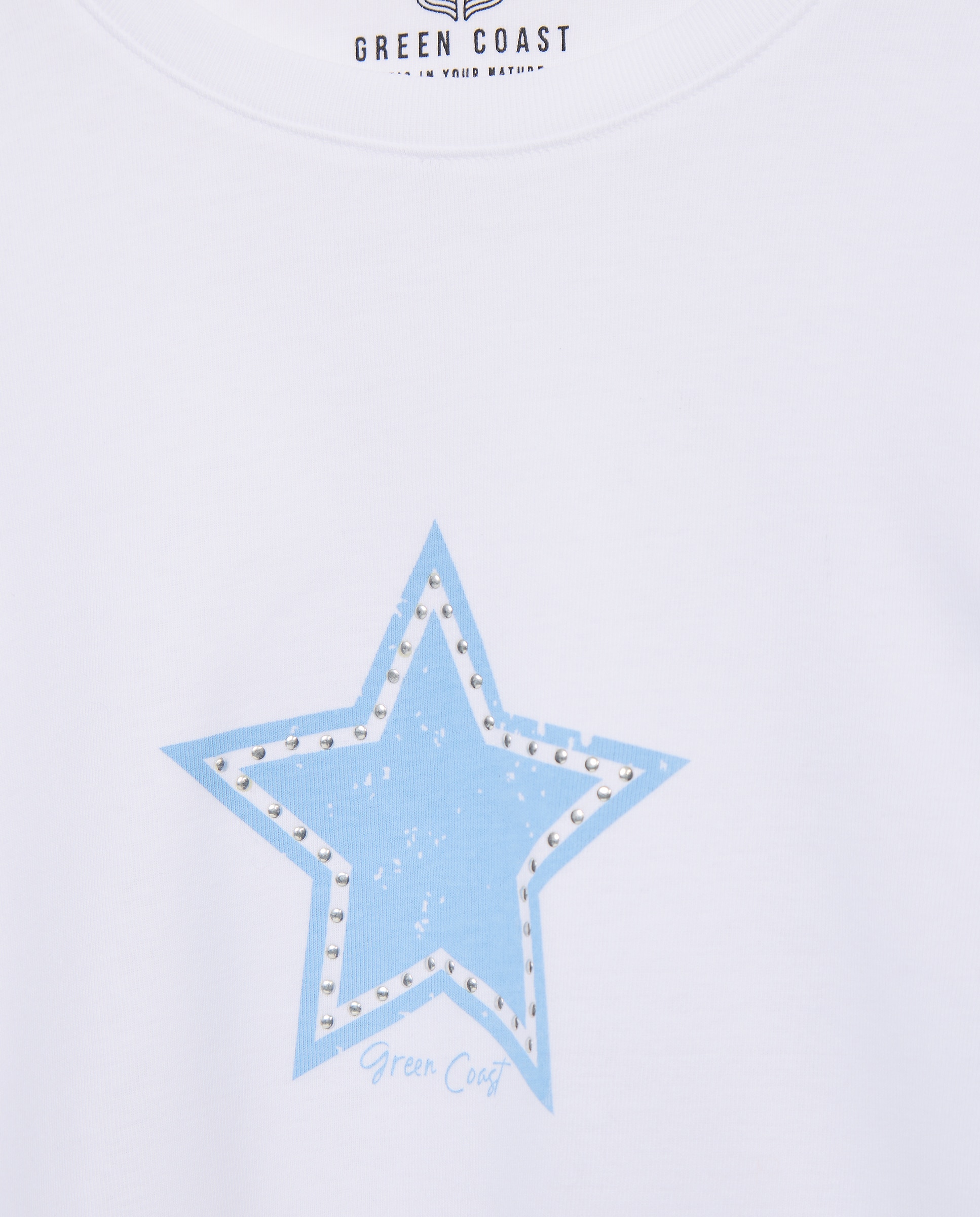 Camisola de Manga Comprida e Decote Redondo com Estrela de Tachas Branco-6