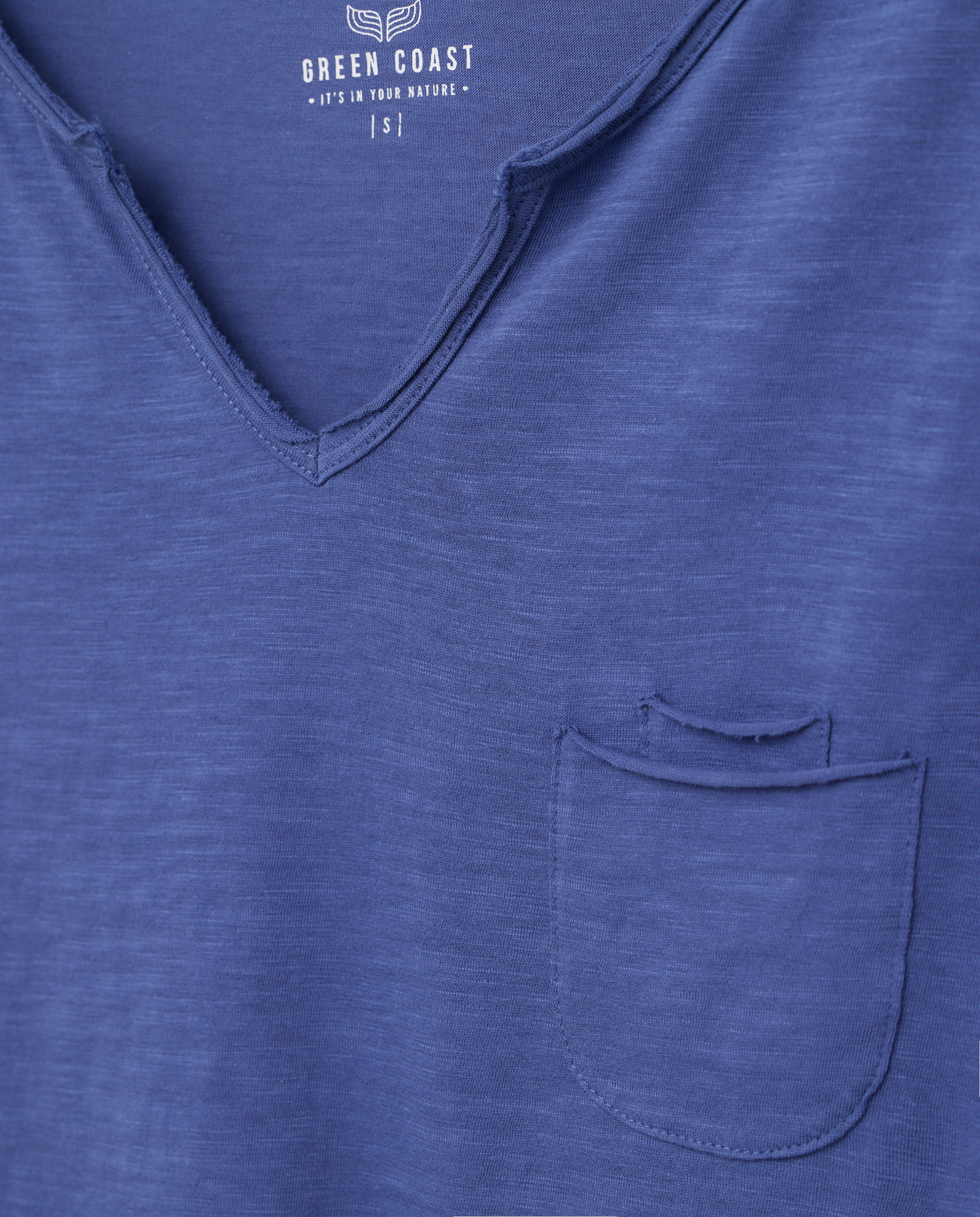 T-shirt Lisa de Manga Curta Azul Tinta-5