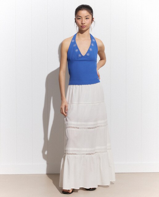 Top halter canale con bordado