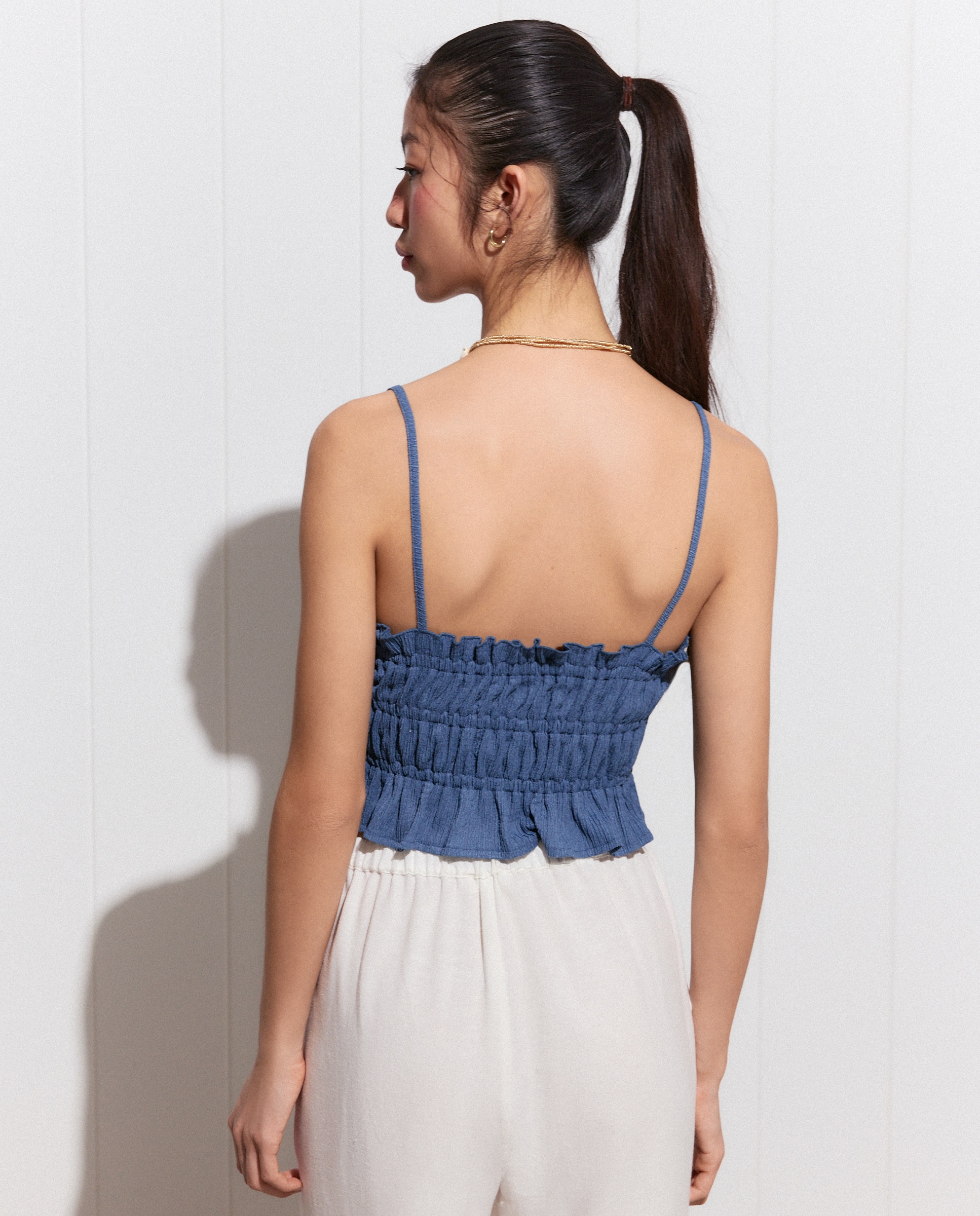 Top de mujer de tirantes con textura - Green Coast - Azul marino Azul marino-3