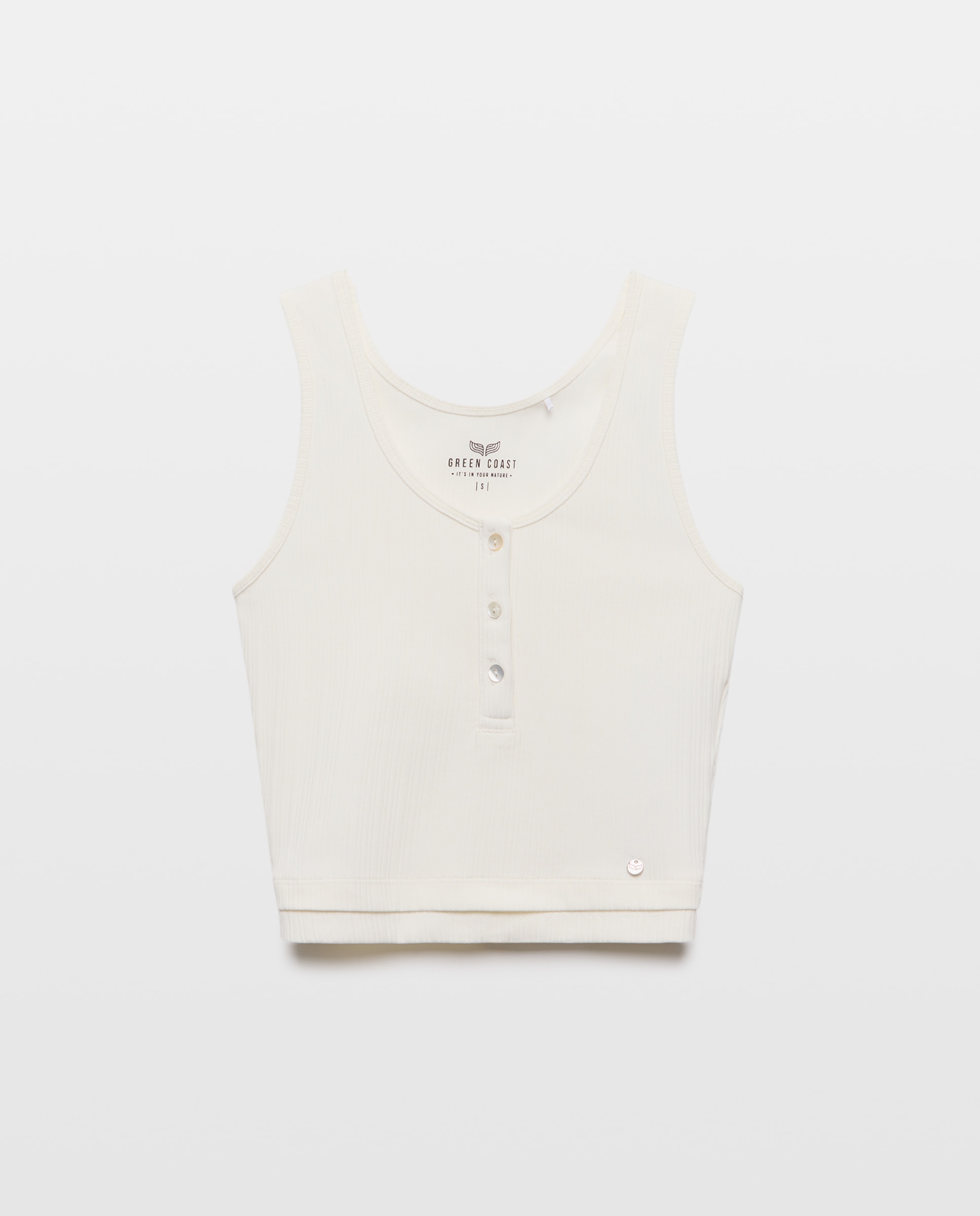 Camiseta tank de mujer con botones - Green Coast - Blanco roto Blanco roto-4