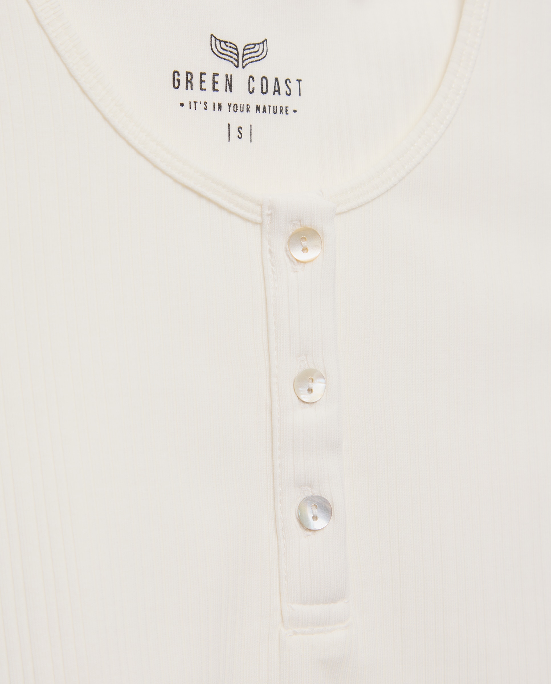 Camiseta tank de mujer con botones - Green Coast - Blanco roto Blanco roto-5