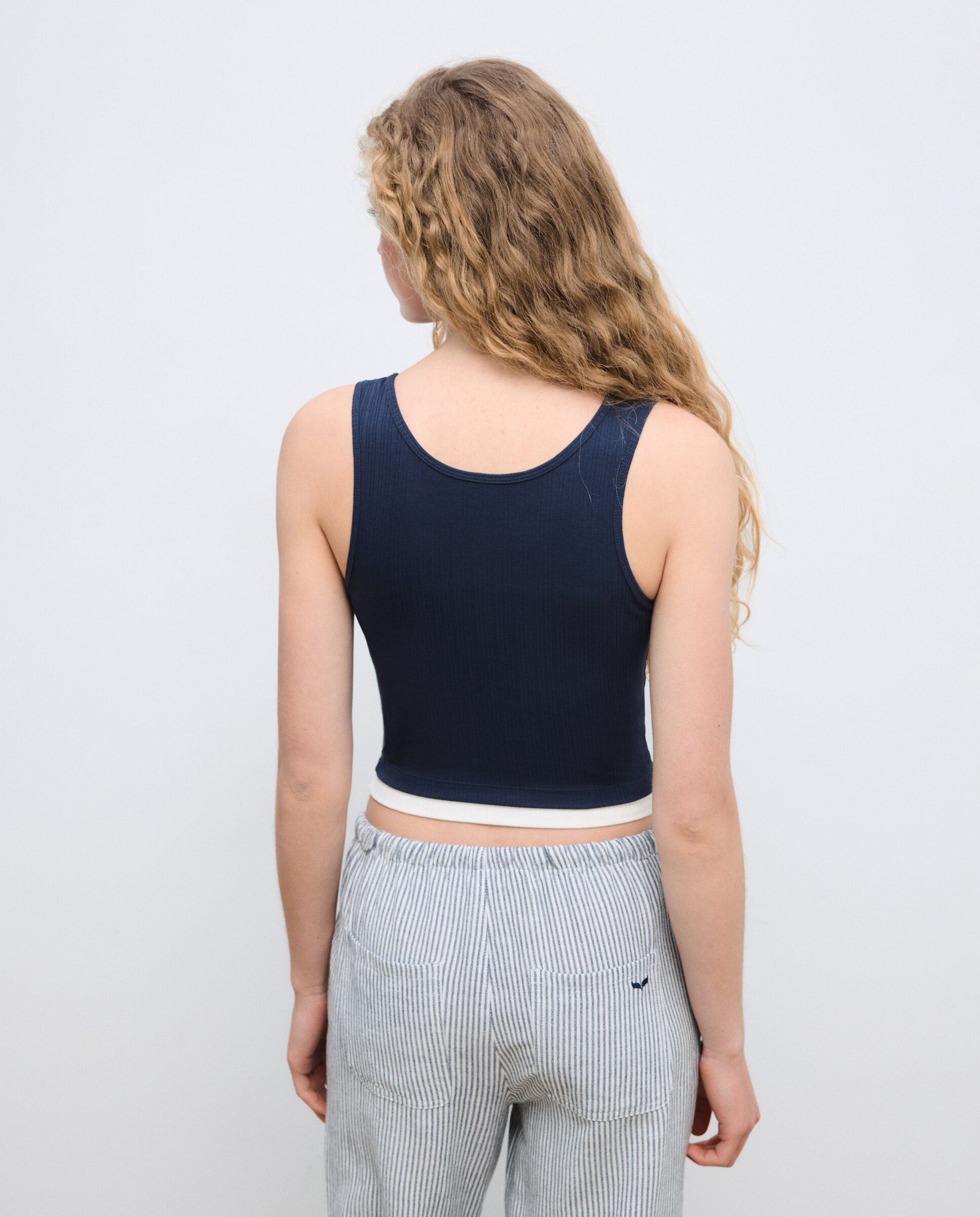 Camiseta tank de mujer con botones - Green Coast - Azul marino Azul marino-3
