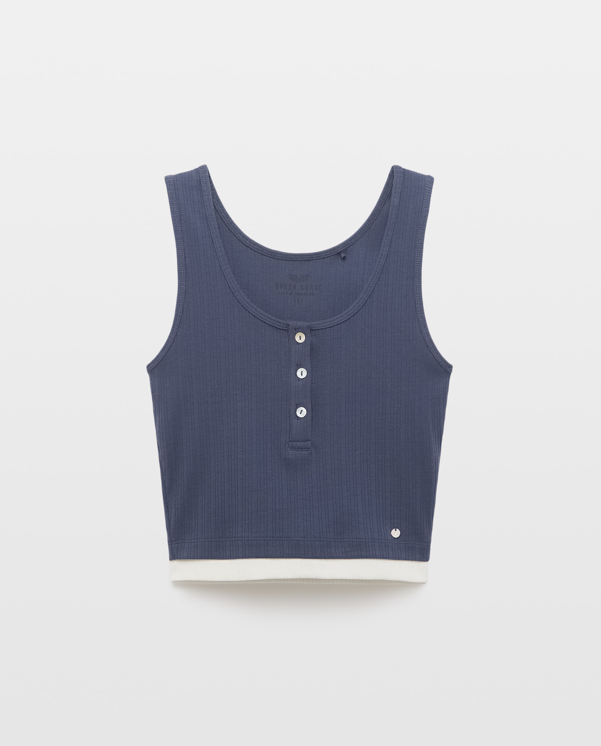 Camiseta tank de mujer con botones - Green Coast - Azul marino Azul marino-4