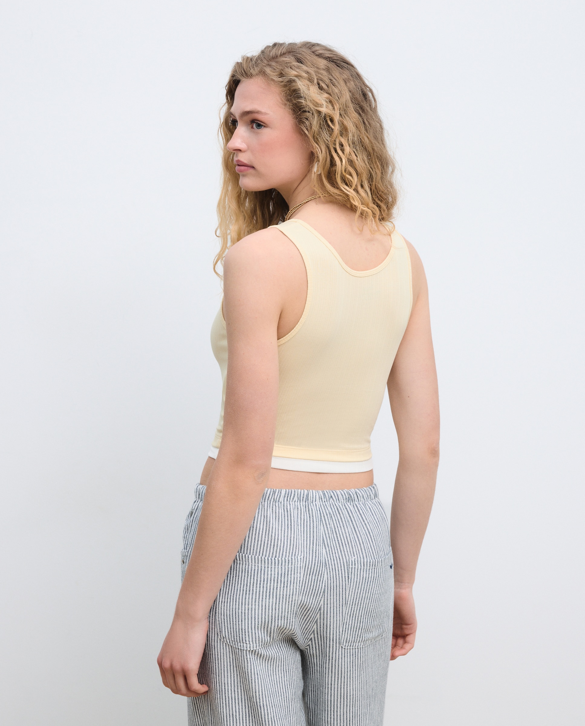 Camiseta tank de mujer con botones - Green Coast - 310 Amarillo claro 310 Amarillo claro-3