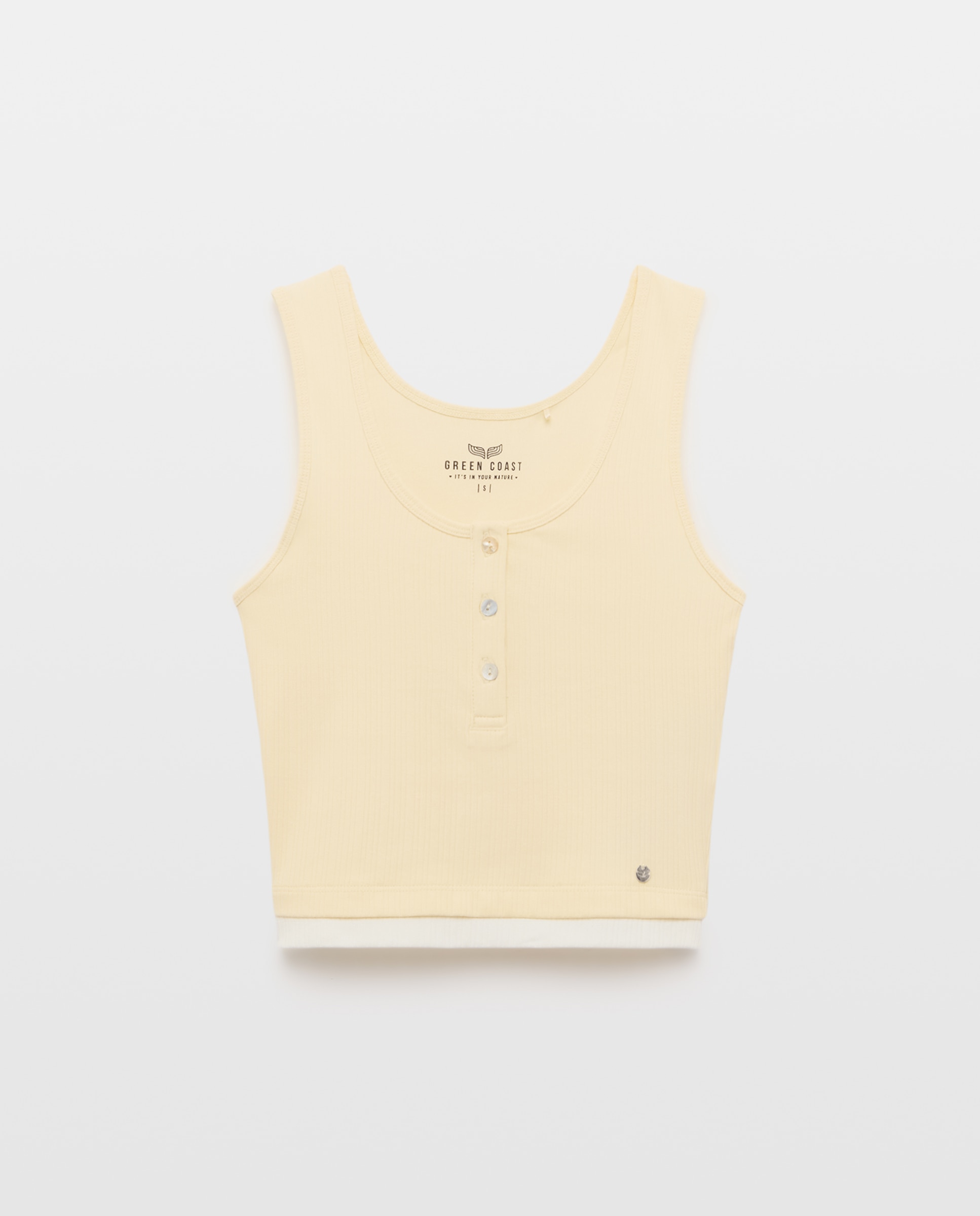 Camiseta tank de mujer con botones - Green Coast - 310 Amarillo claro 310 Amarillo claro-4