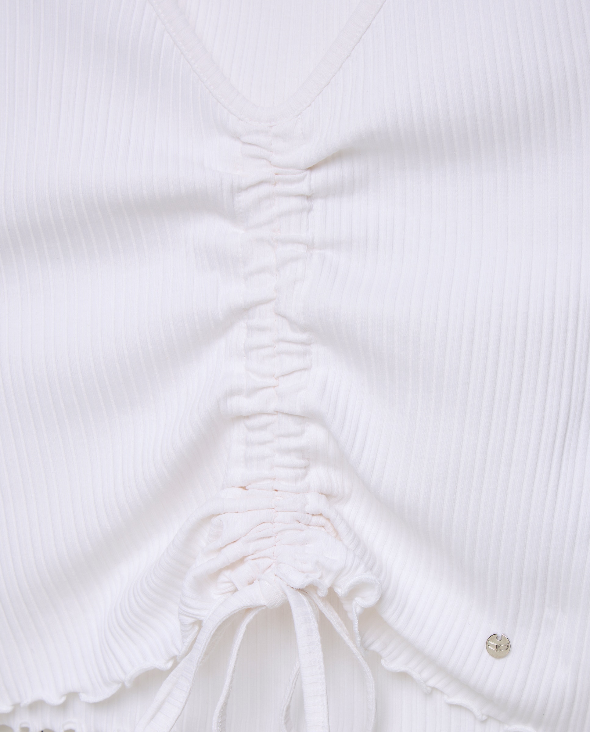 Imagen 5 de Camiseta top de mujer de canalé fruncida - Green Coast - Blanco Blanco