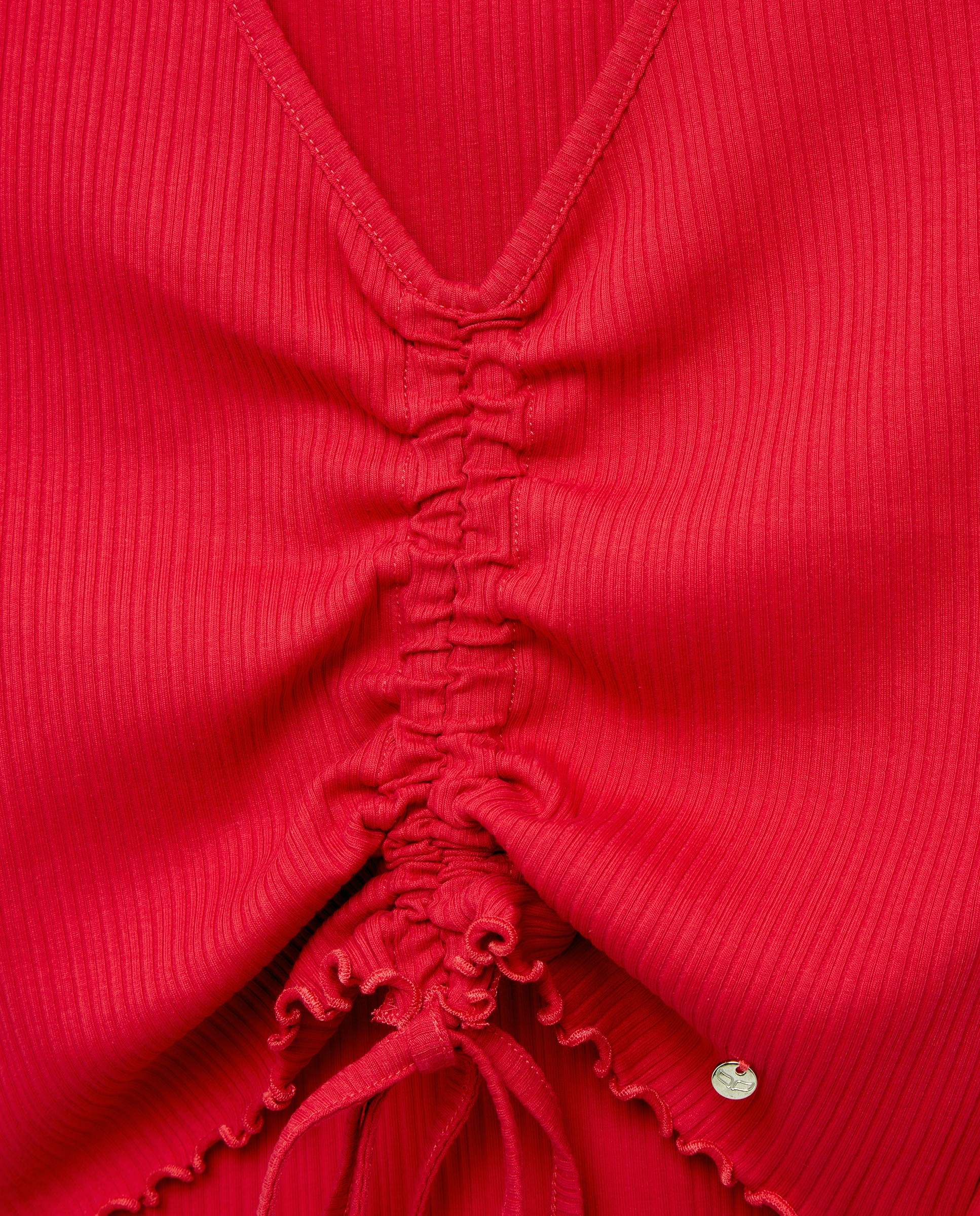Imagen 5 de Camiseta top de mujer de canalé fruncida - Green Coast - 600 Rojo 600 Rojo