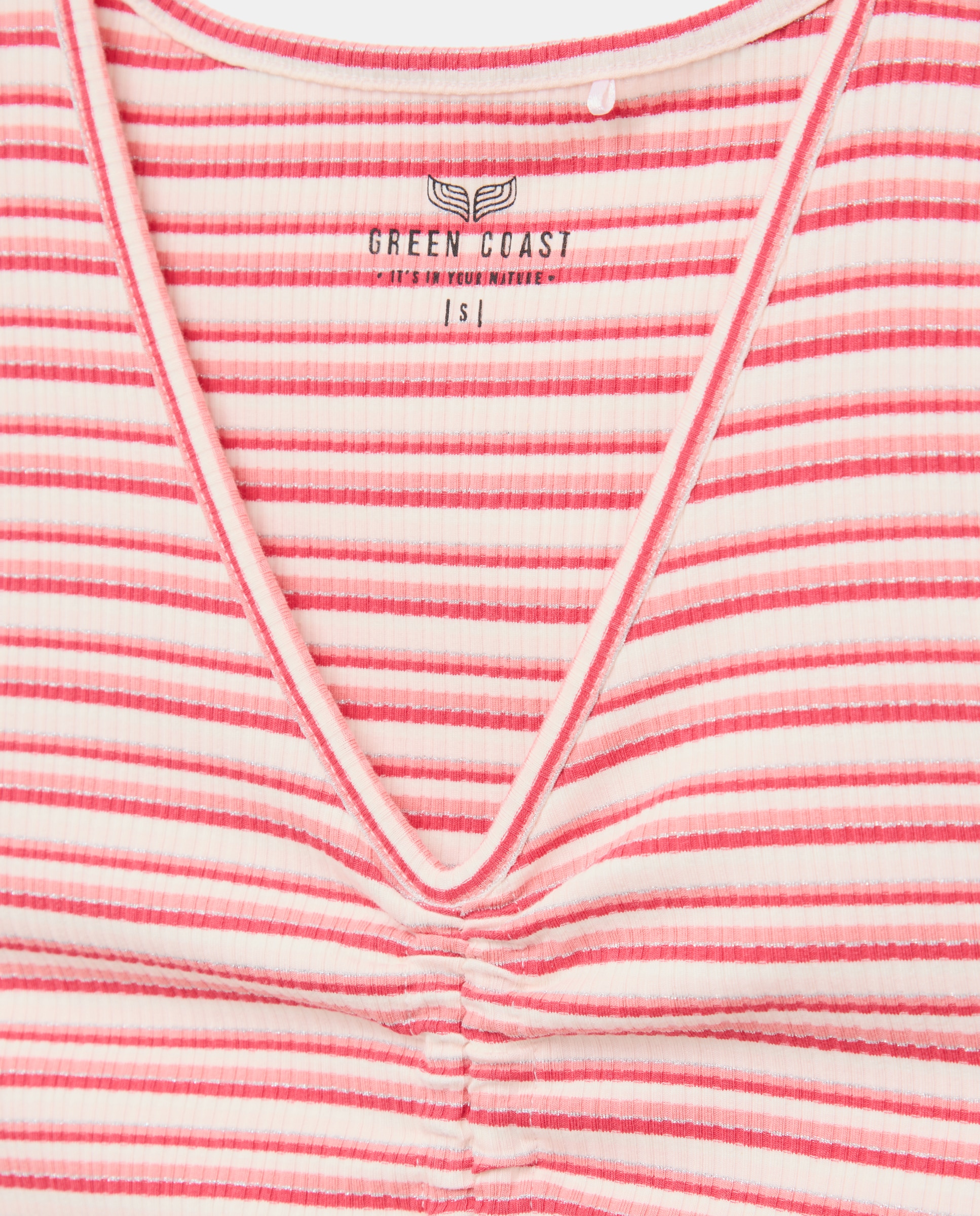 Imagen 5 de Camiseta top de mujer de canalé fruncida - Green Coast - Rojo Rojo