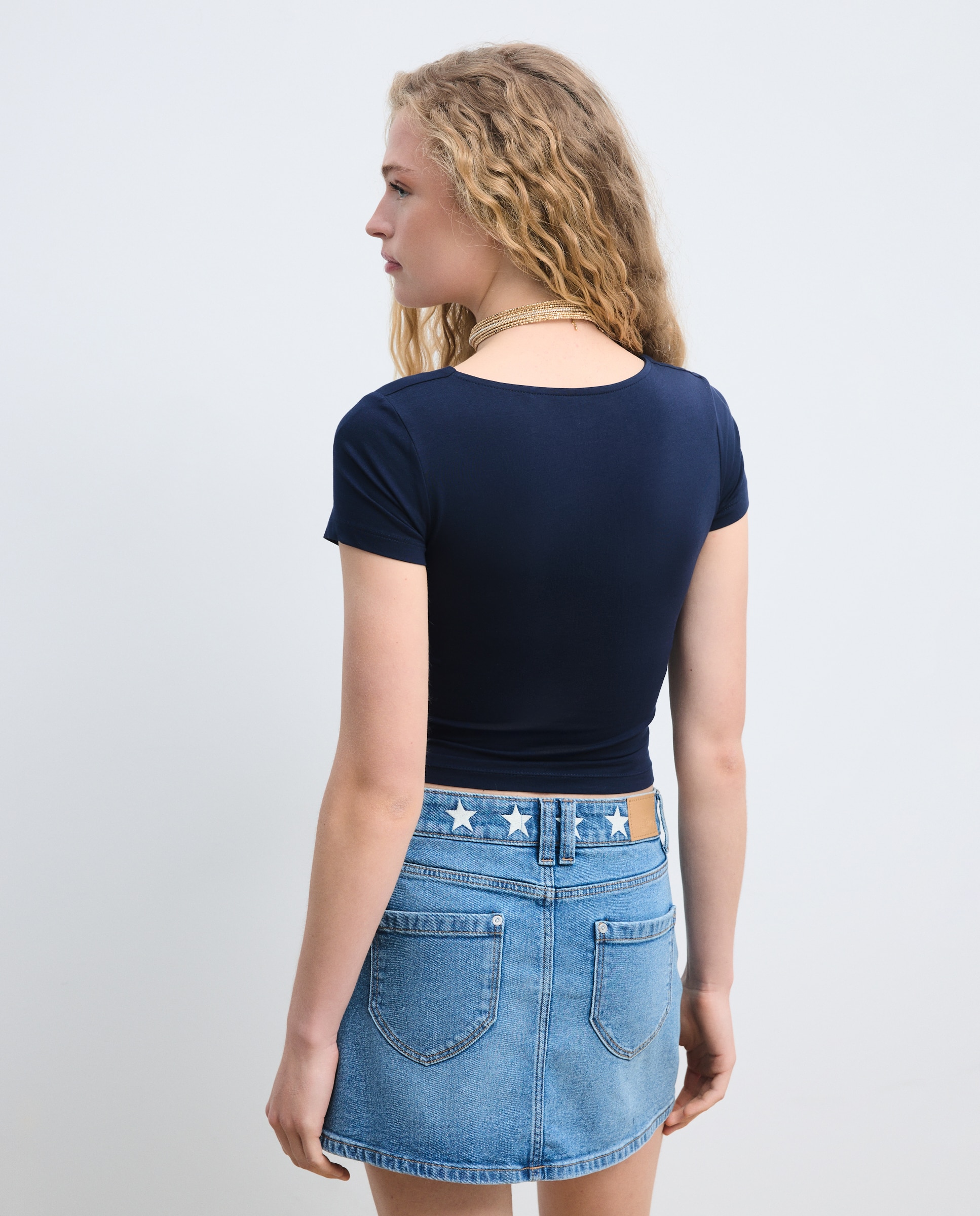 Camiseta top sin mangas de mujer con escote cuadrado - Green Coast - Azul marino Azul marino-3