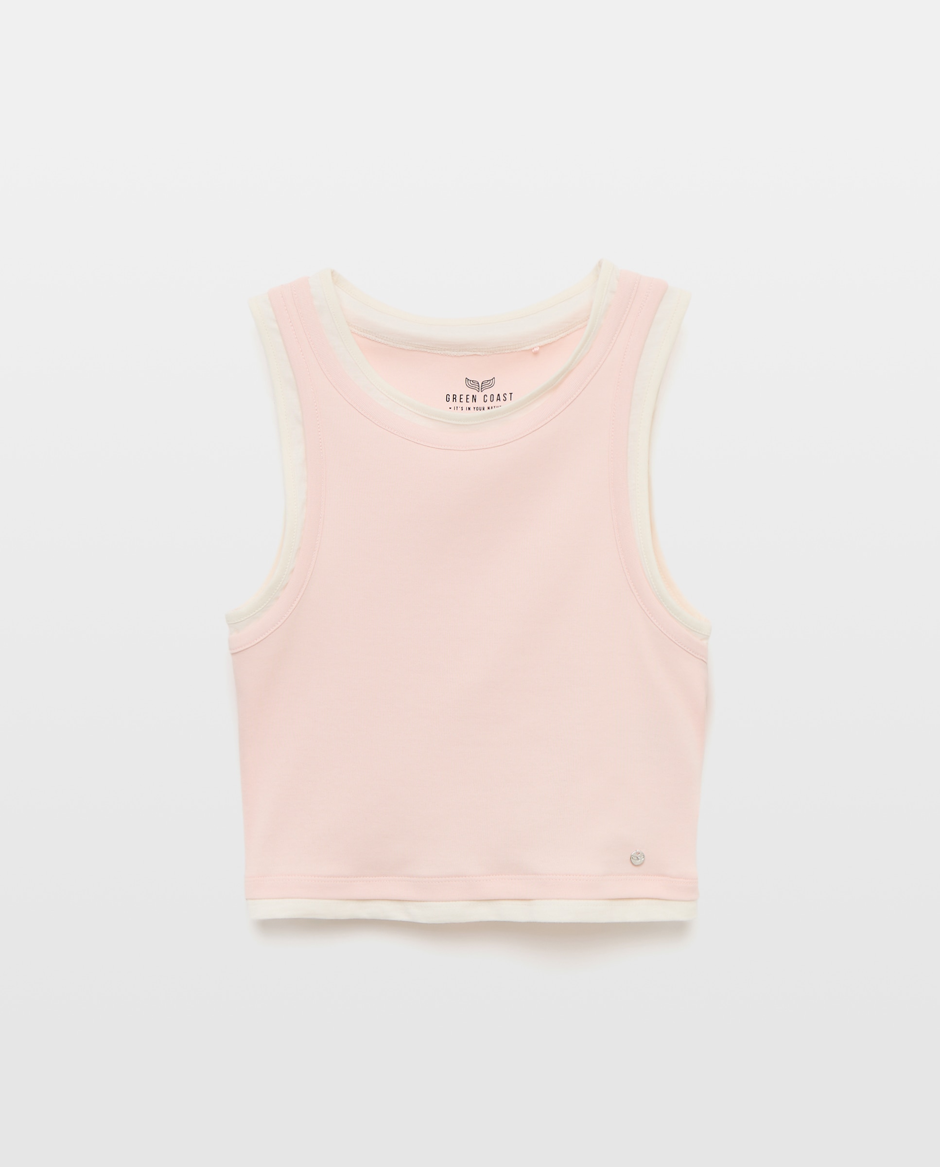 Imagen 4 de Camiseta top sin mangas de mujer tank top con efecto doble - Green Coast - 260 Salmón 260 Salmón