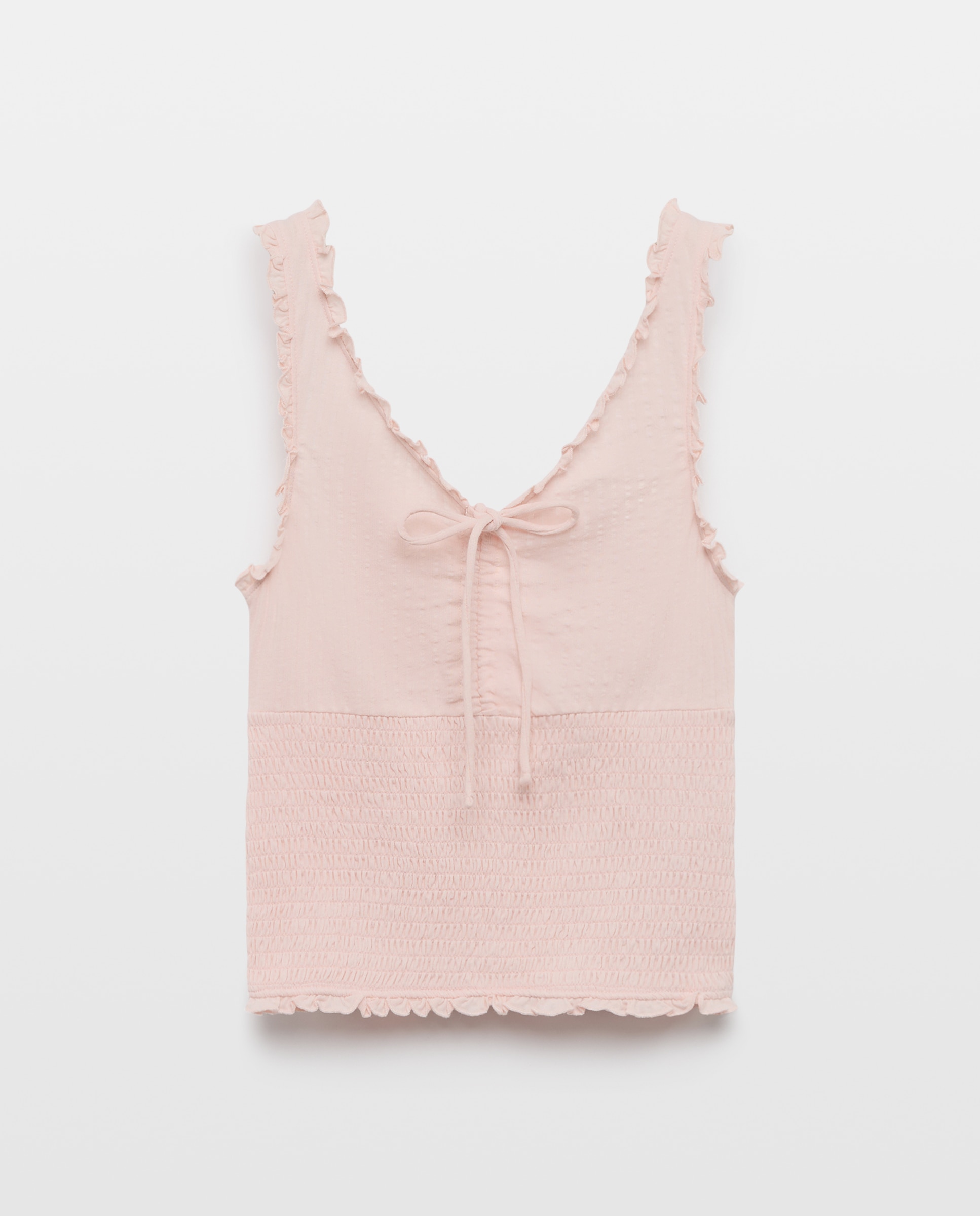 Imagen 4 de Camiseta top de mujer sin mangas con nido abeja en cintura - Green Coast - 260 Salmón 260 Salmón