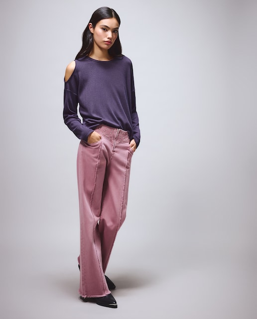 Imagen 0 de Camiseta de mujer con cut out de punto 830 Antracita