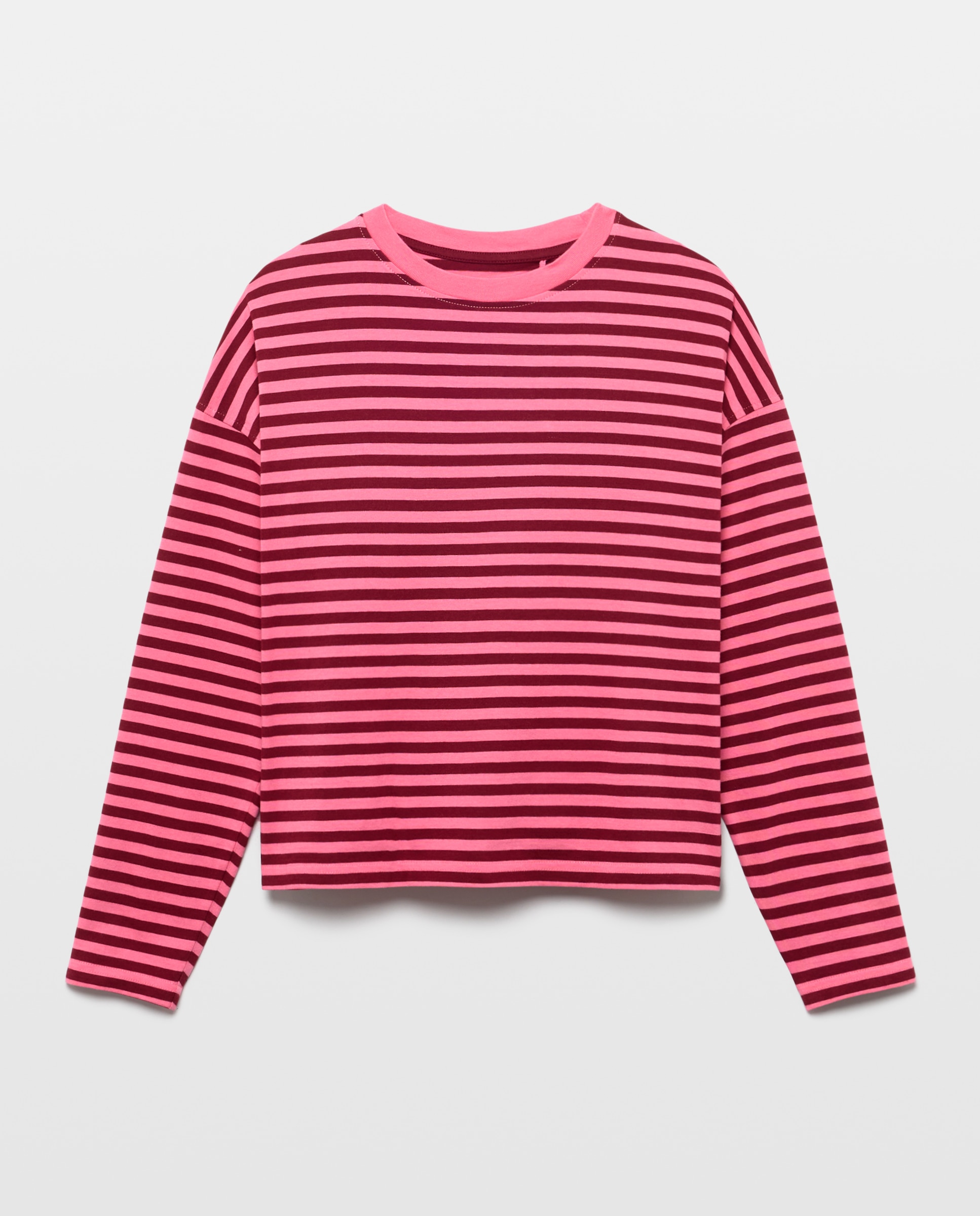 Camiseta de mujer con rayas y manga larga - Green Coast - Rojo Rojo-5