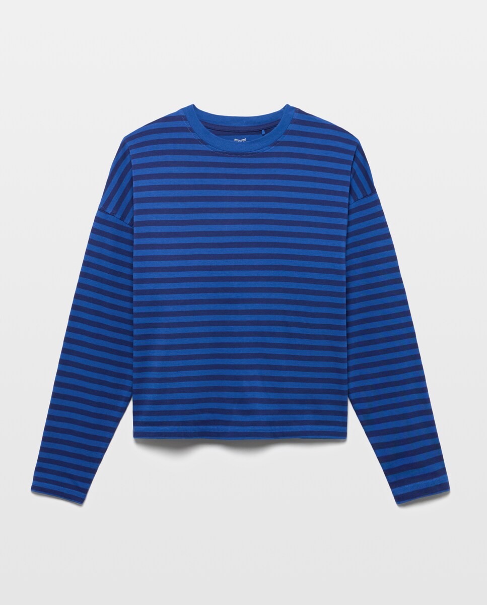 Imagen 0 de Camiseta de mujer con rayas y manga larga Azul