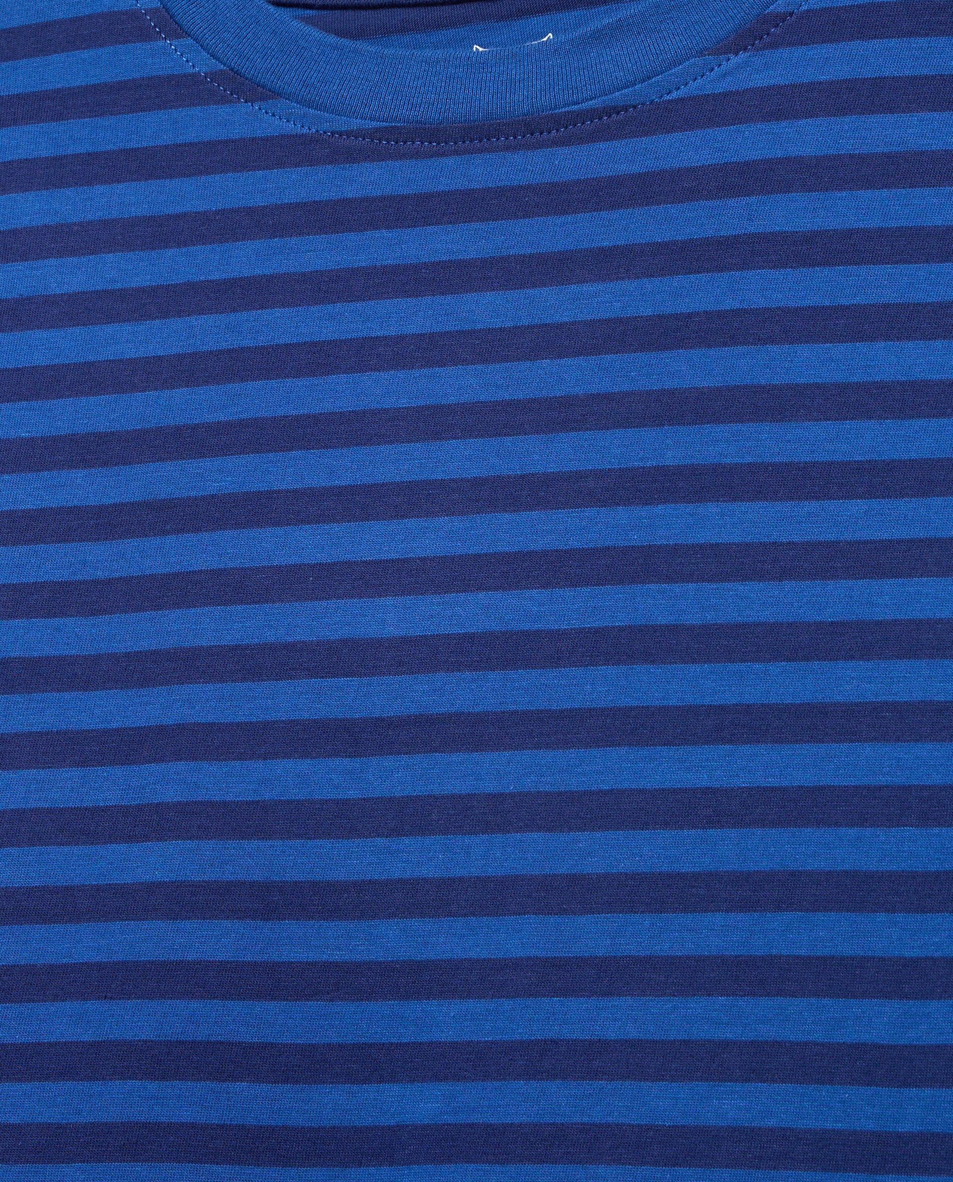 Camisola de mulher às riscas e com manga comprida Azul-6