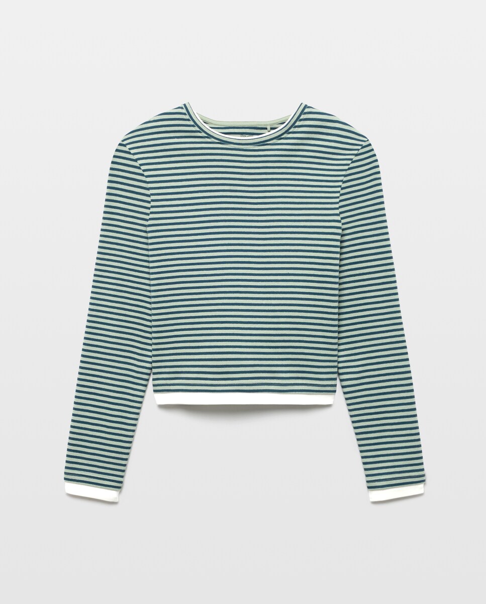 Imagen 0 de Camiseta de mujer con rayas y manga larga Rosa