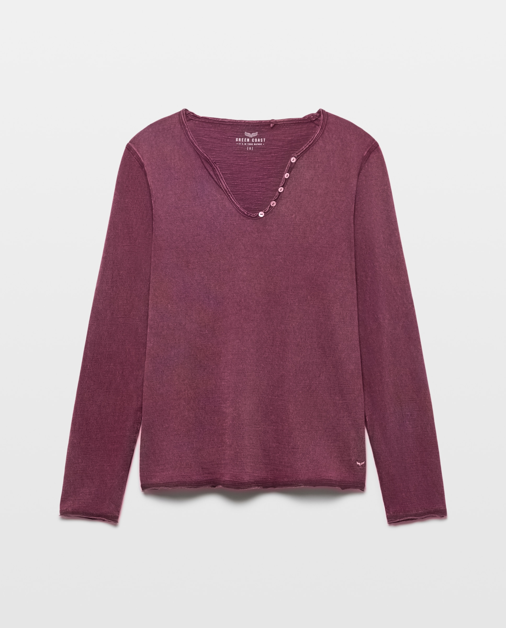 Camiseta manga larga de mujer con botones strass - Green Coast - Bermellon Bermellon-4