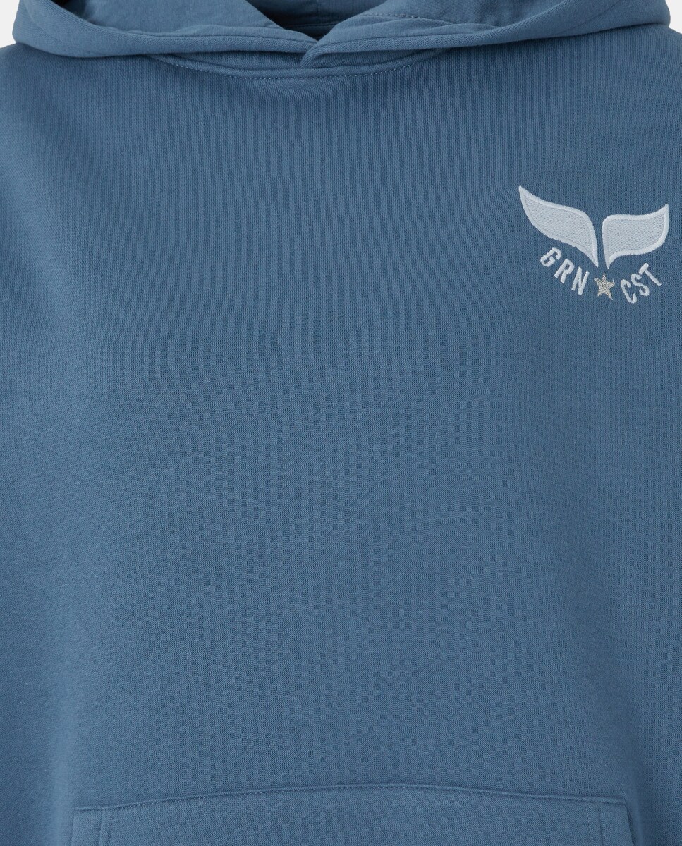 Sweatshirt com Capuz Fechado Oversize com Logótipo Azul-5