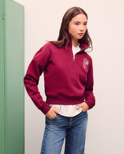 Imagen 0 de Sudadera de mujer con cuello polo y cremallera con logo
