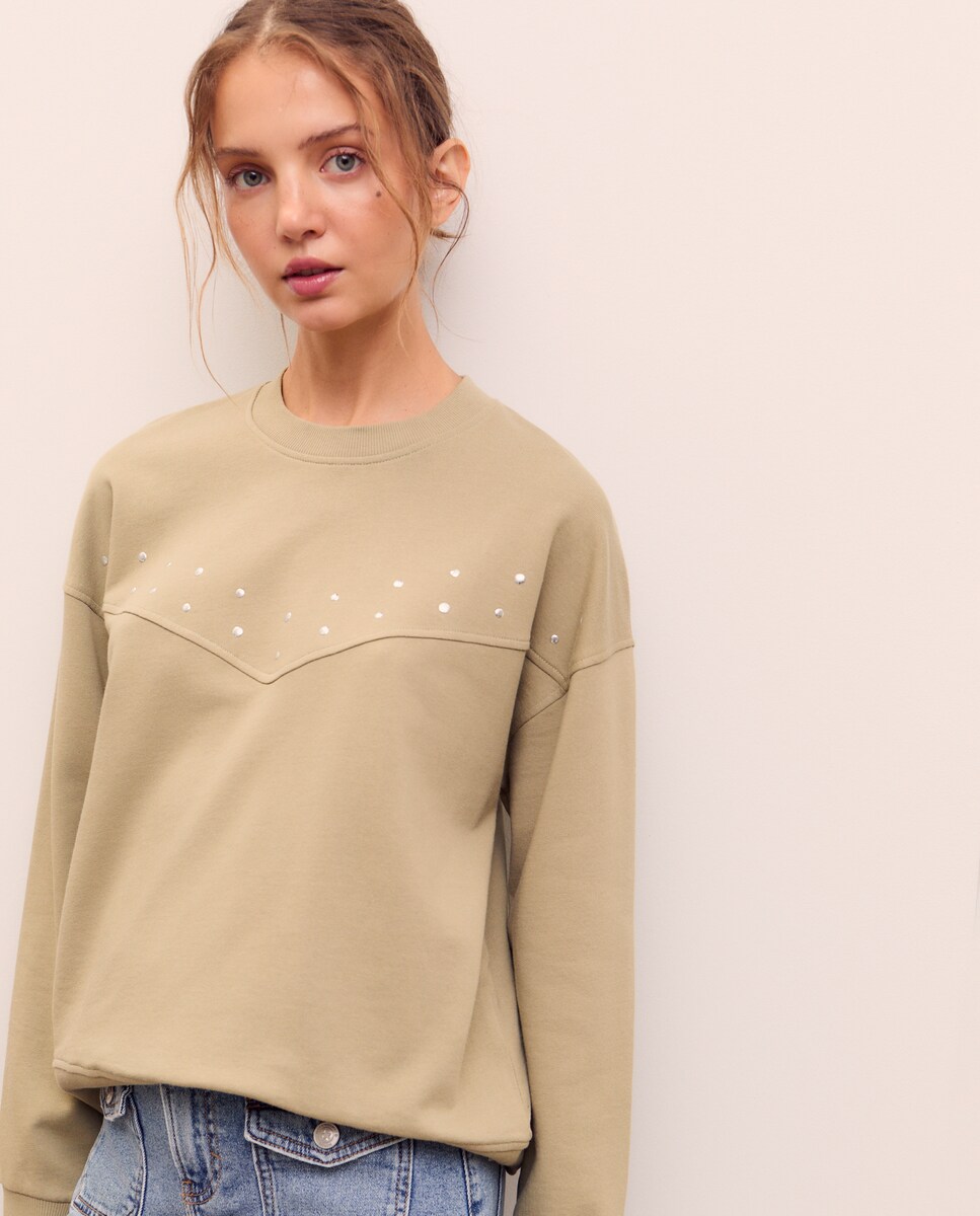 Sweatshirt de Manga Comprida com Efeito de Lavagem 510 Verde Claro-2