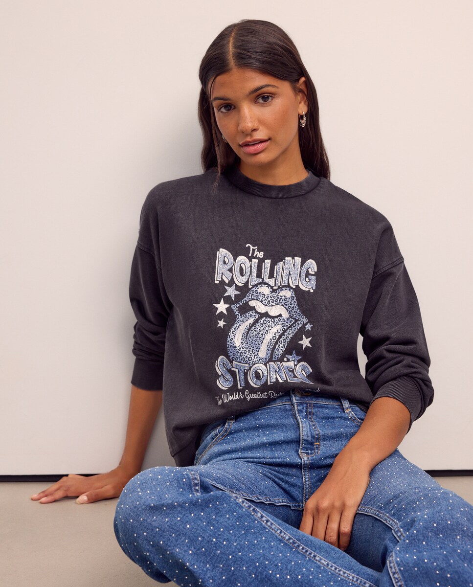 Sweatshirt de Decote Redondo Rolling Stones 830 Antracite-2