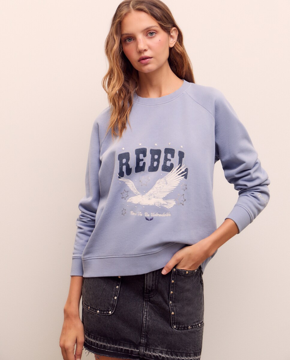 Sudadera de mujer cuello redondo y manga ranglan · Green Coast