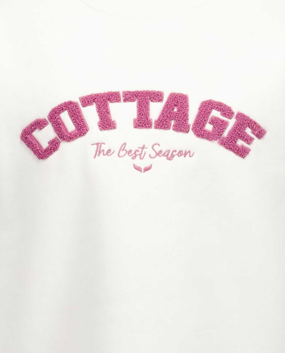 Sweatshirt com Emblema Bordado Branco-marfim-6