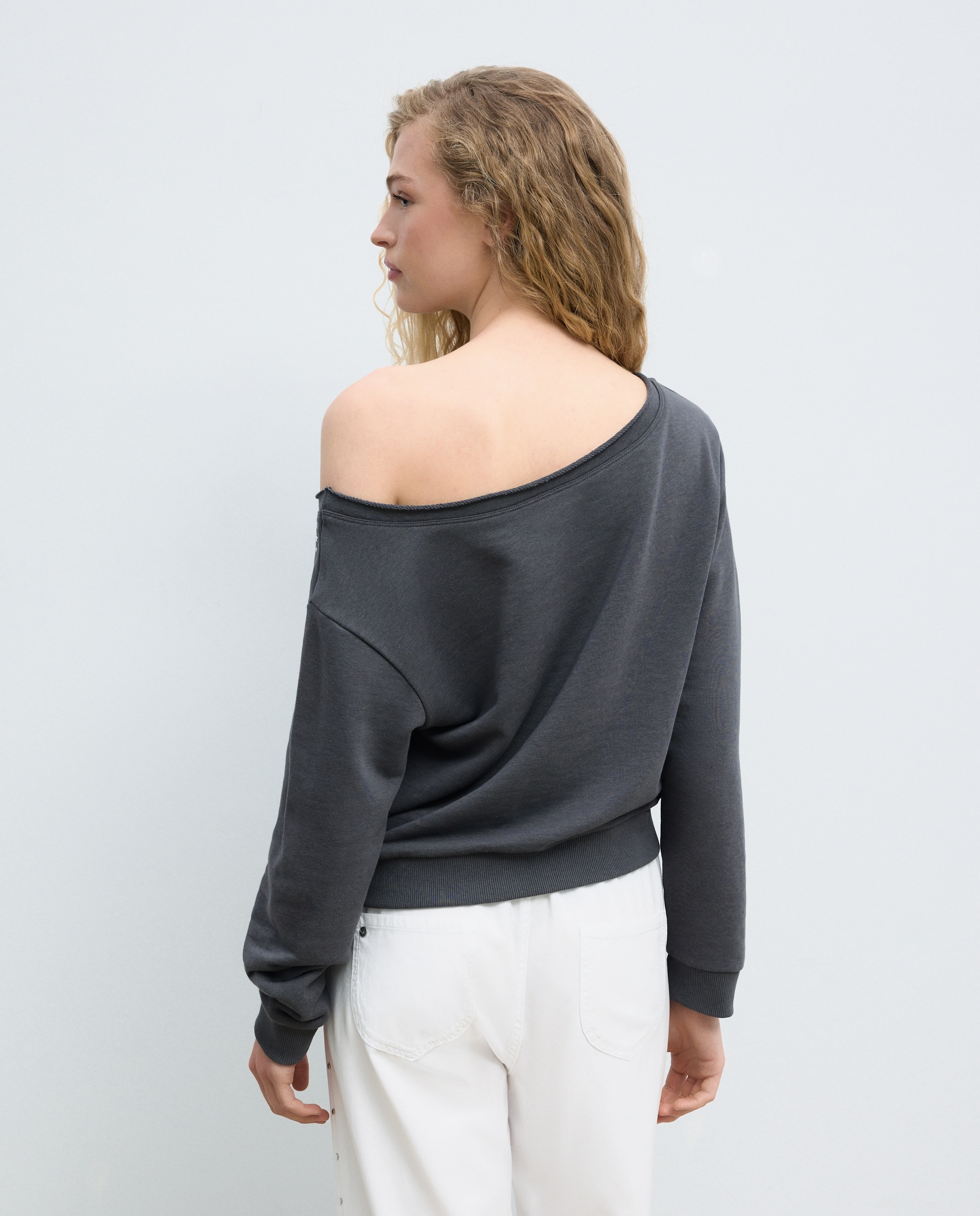 Sudadera mujer asimétrica strass - Green Coast - 830 Antracita 830 Antracita-3