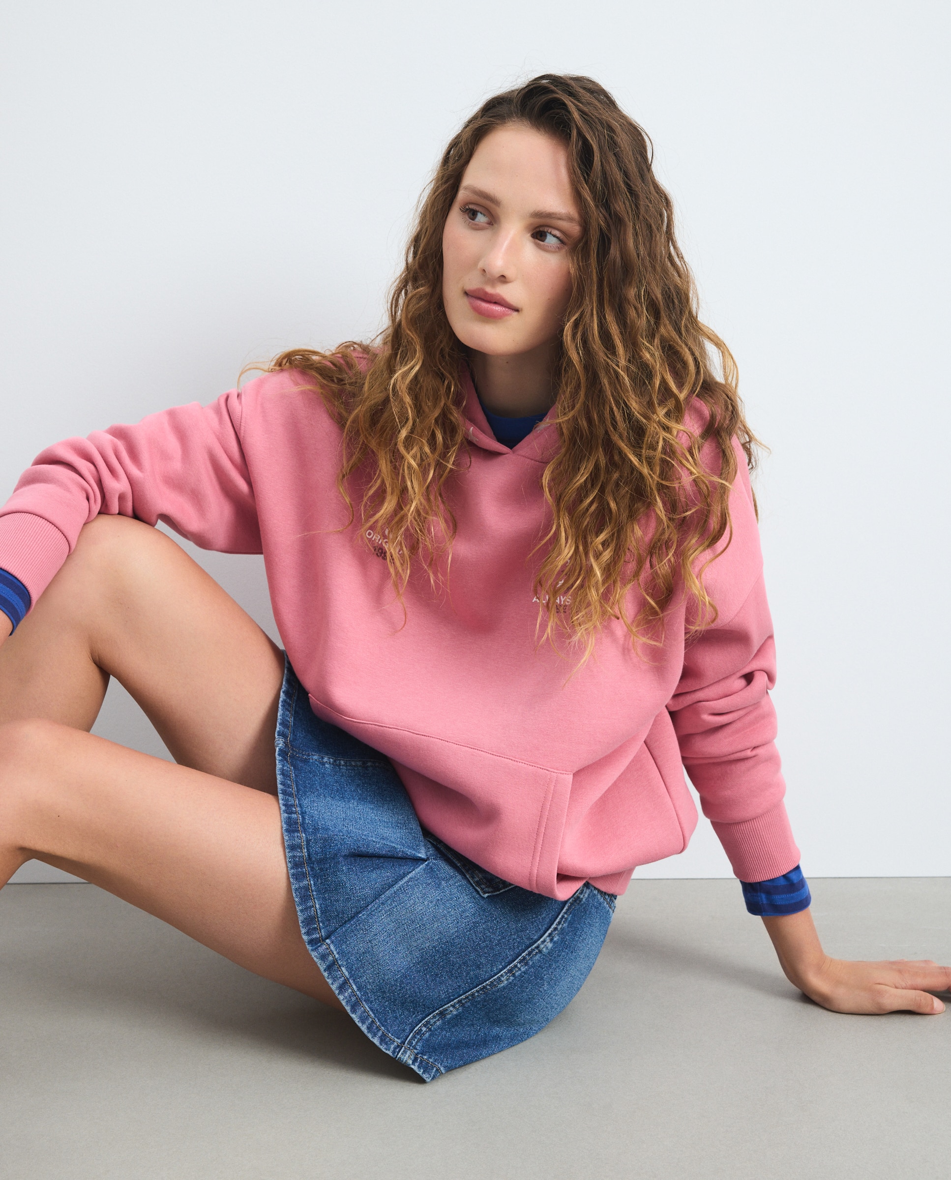 Sudadera hoodie oversize de mujer con print - Green Coast - 200 Rosa 200 Rosa-2