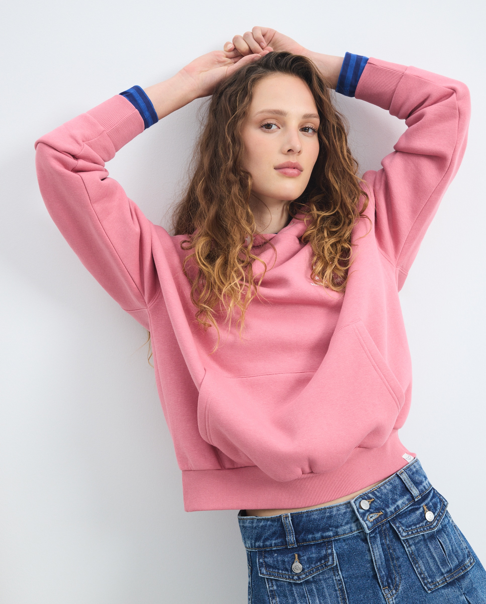 Sudadera hoodie oversize de mujer con print - Green Coast - 200 Rosa 200 Rosa-3