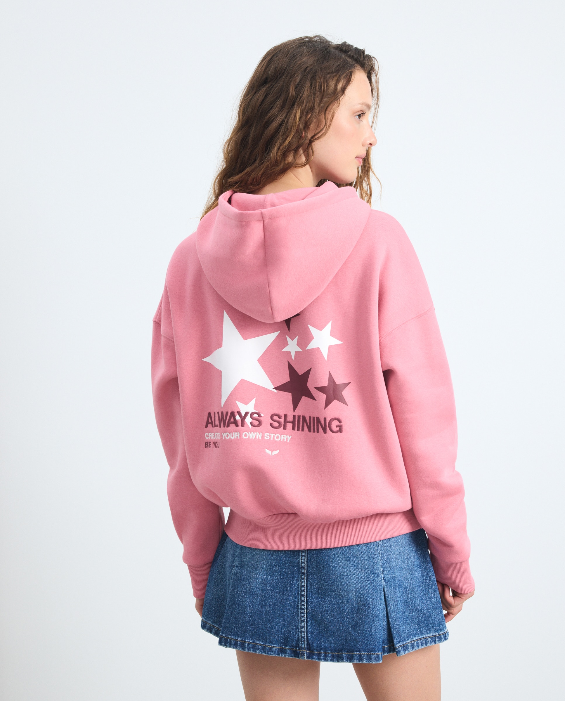 Sudadera hoodie oversize de mujer con print - Green Coast - 200 Rosa 200 Rosa-4