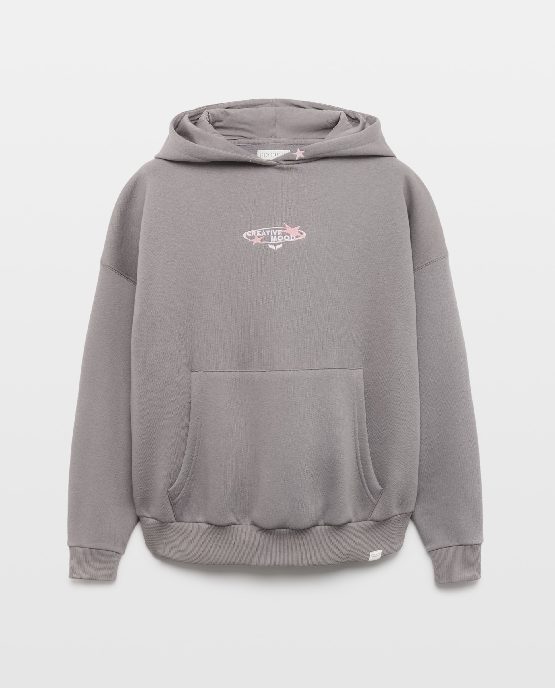 Sweatshirt Hoodie Oversize com Estampado 820 Cinzento Médio-5