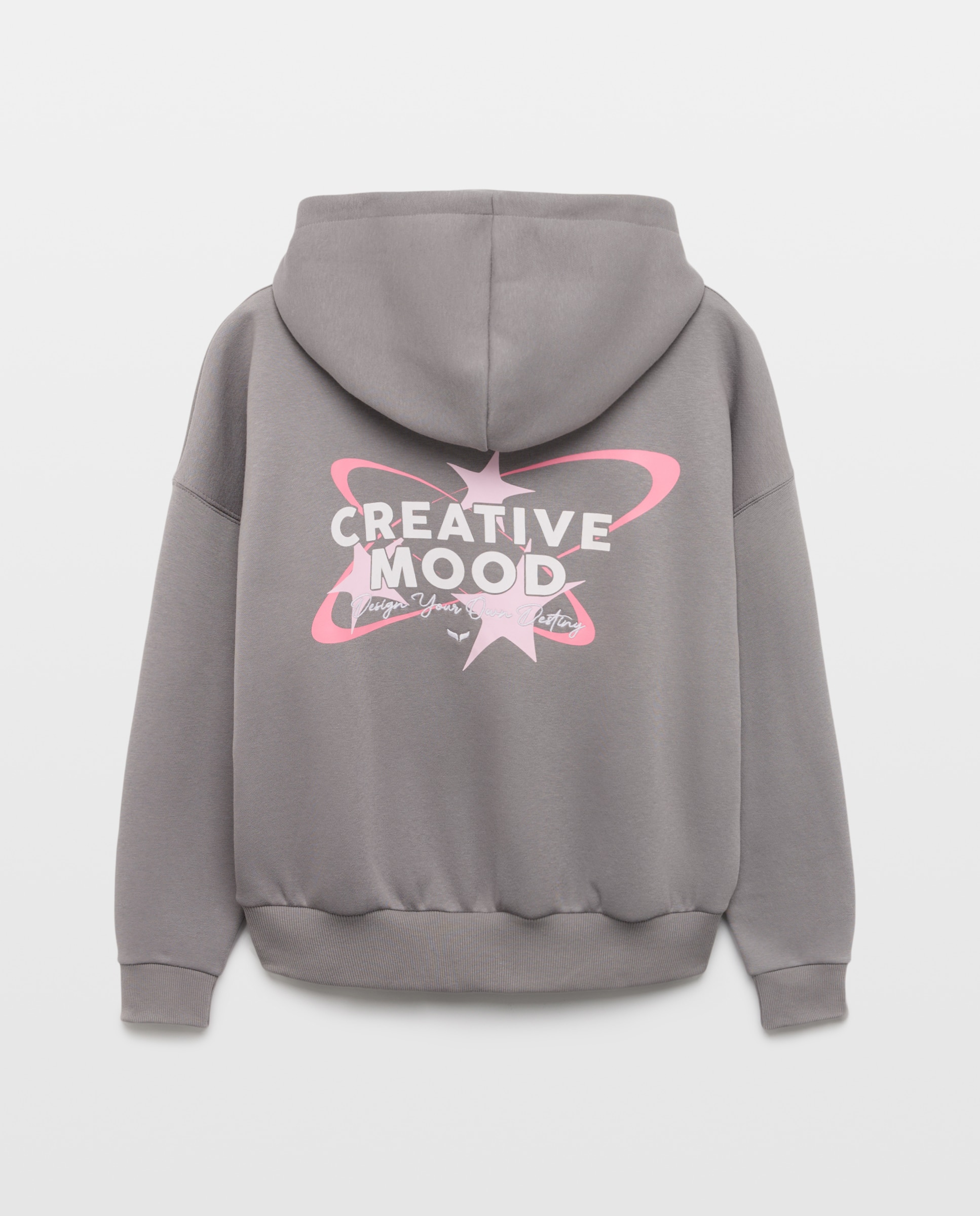 Sweatshirt Hoodie Oversize com Estampado 820 Cinzento Médio-6