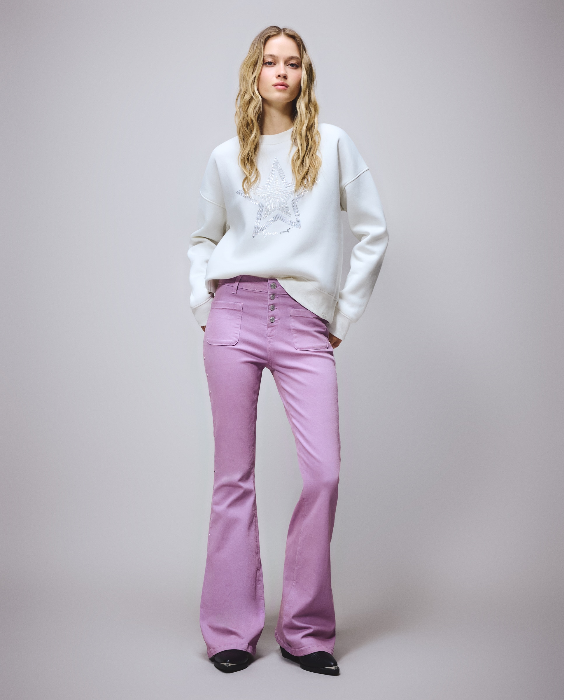 Sweatshirt de Estrela com Strass Branco-marfim-2