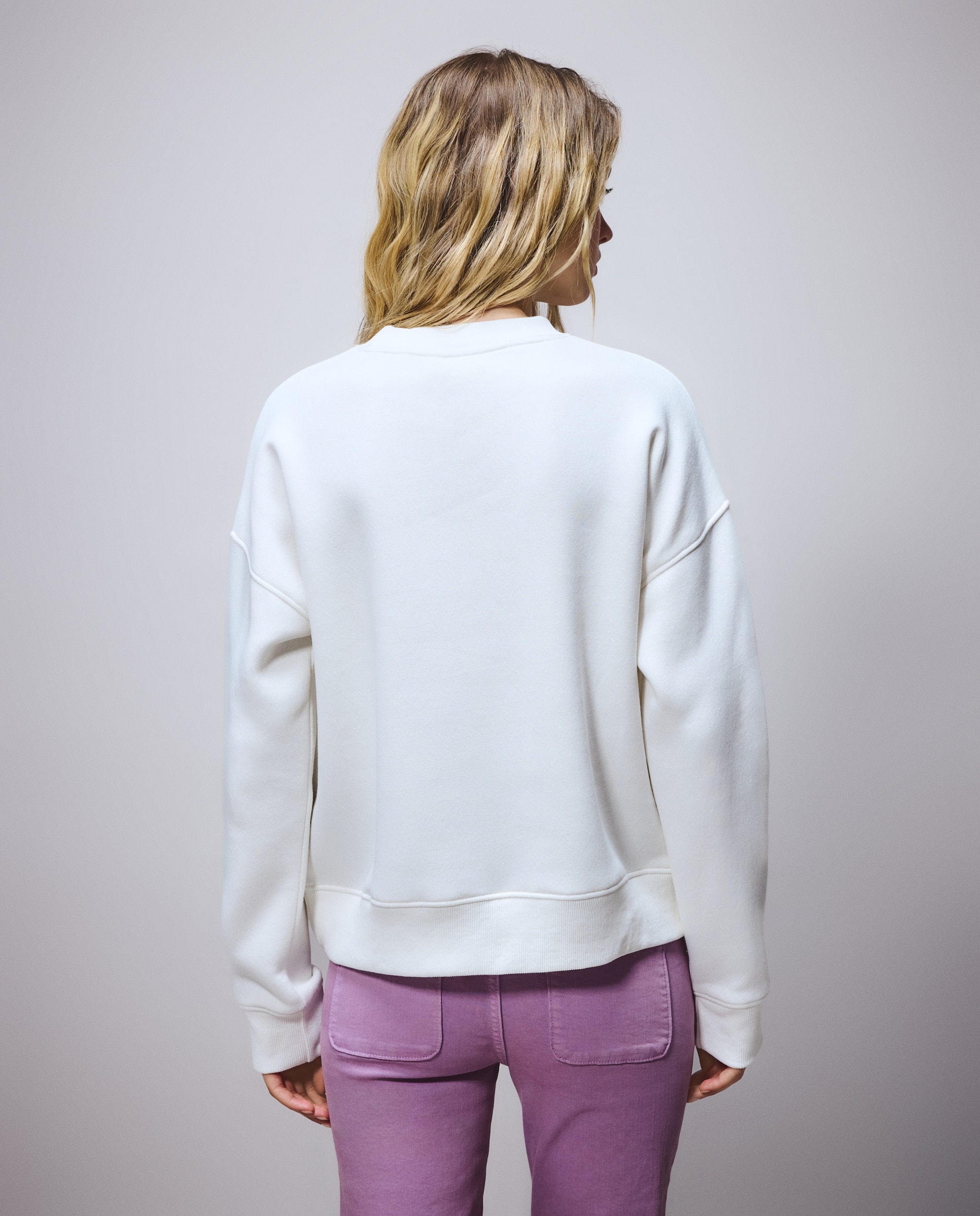 Sweatshirt de Estrela com Strass Branco-marfim-3